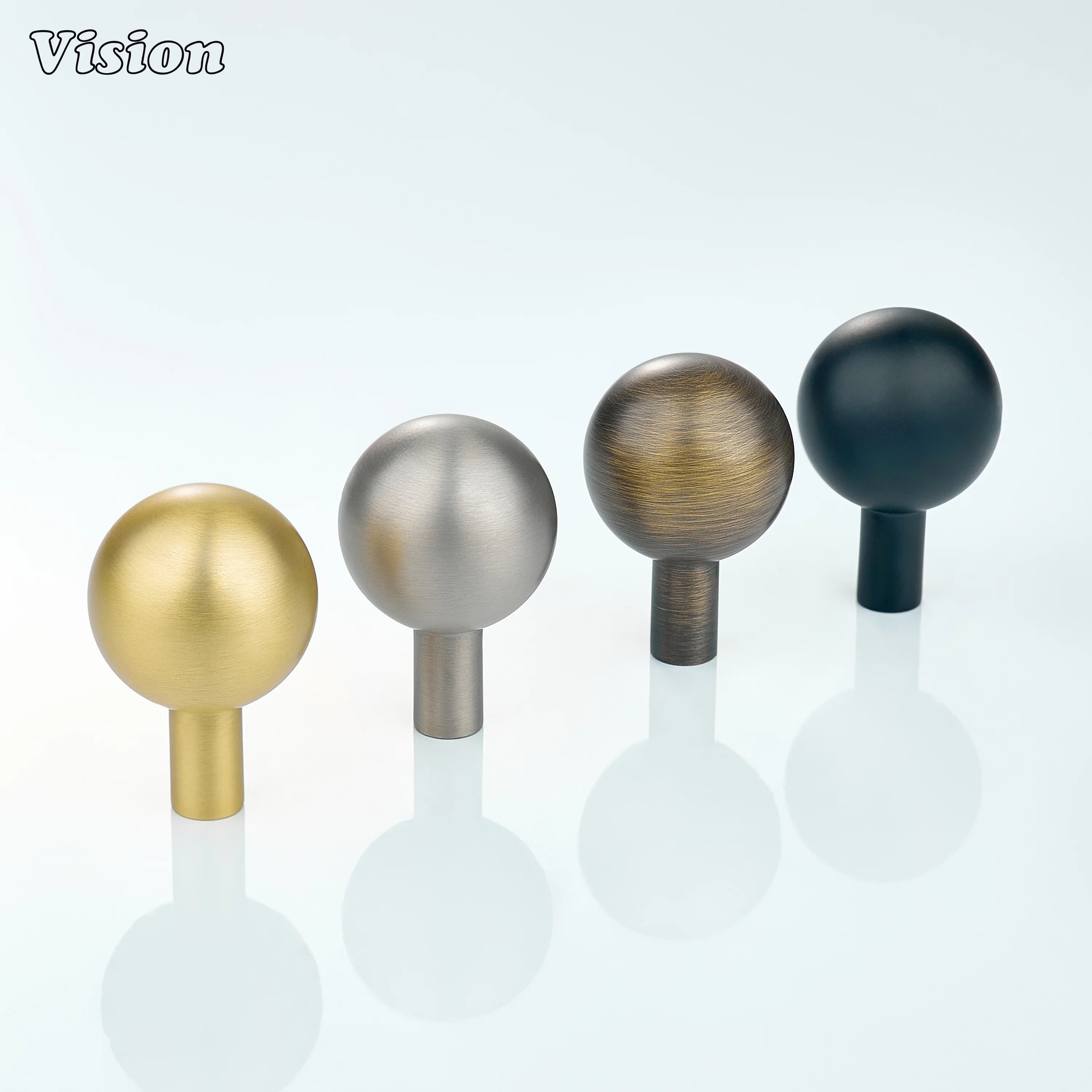 Round cabinet knob in Black finish with smooth ball head