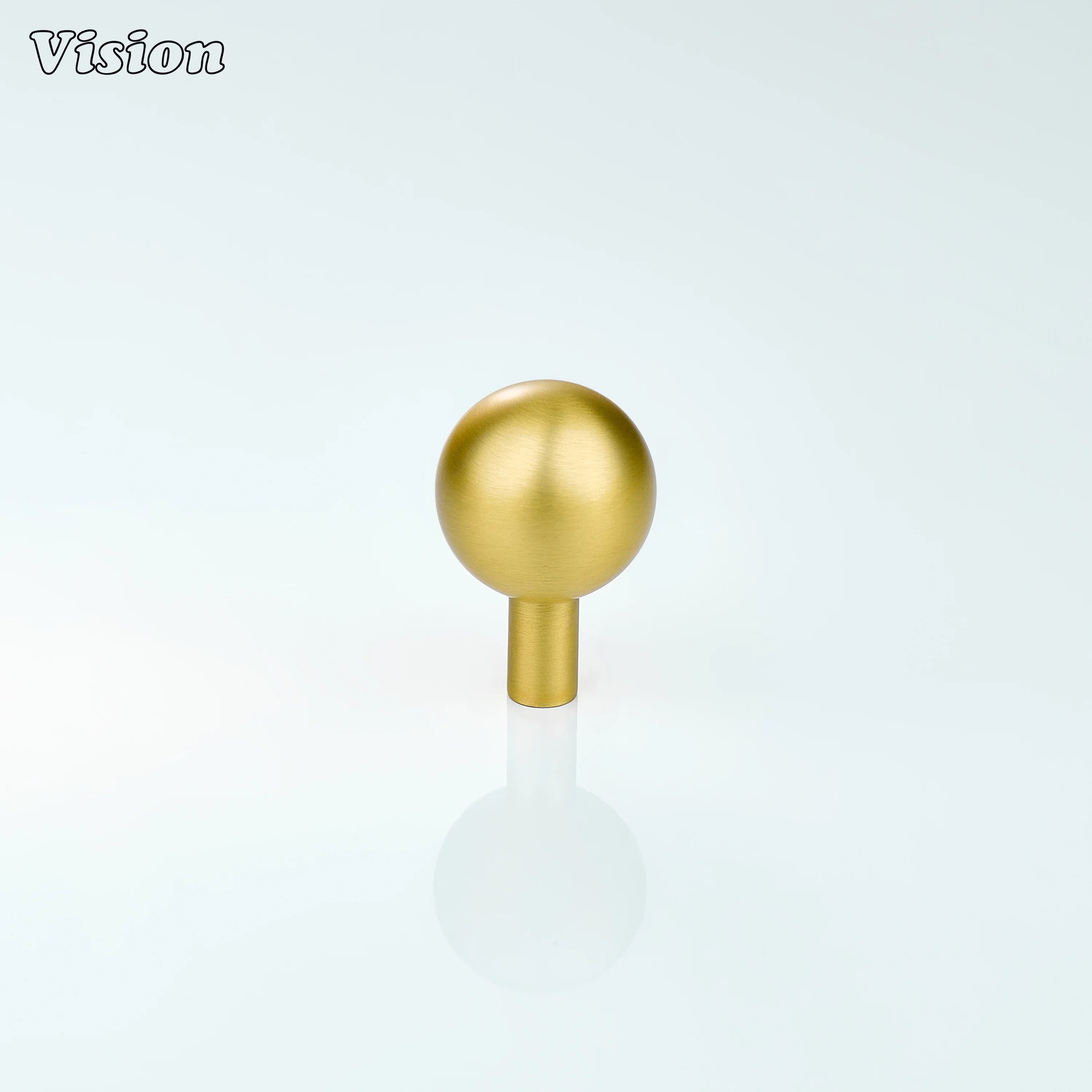 Gold finish cabinet knob with spherical ball design and clean stem for furniture use