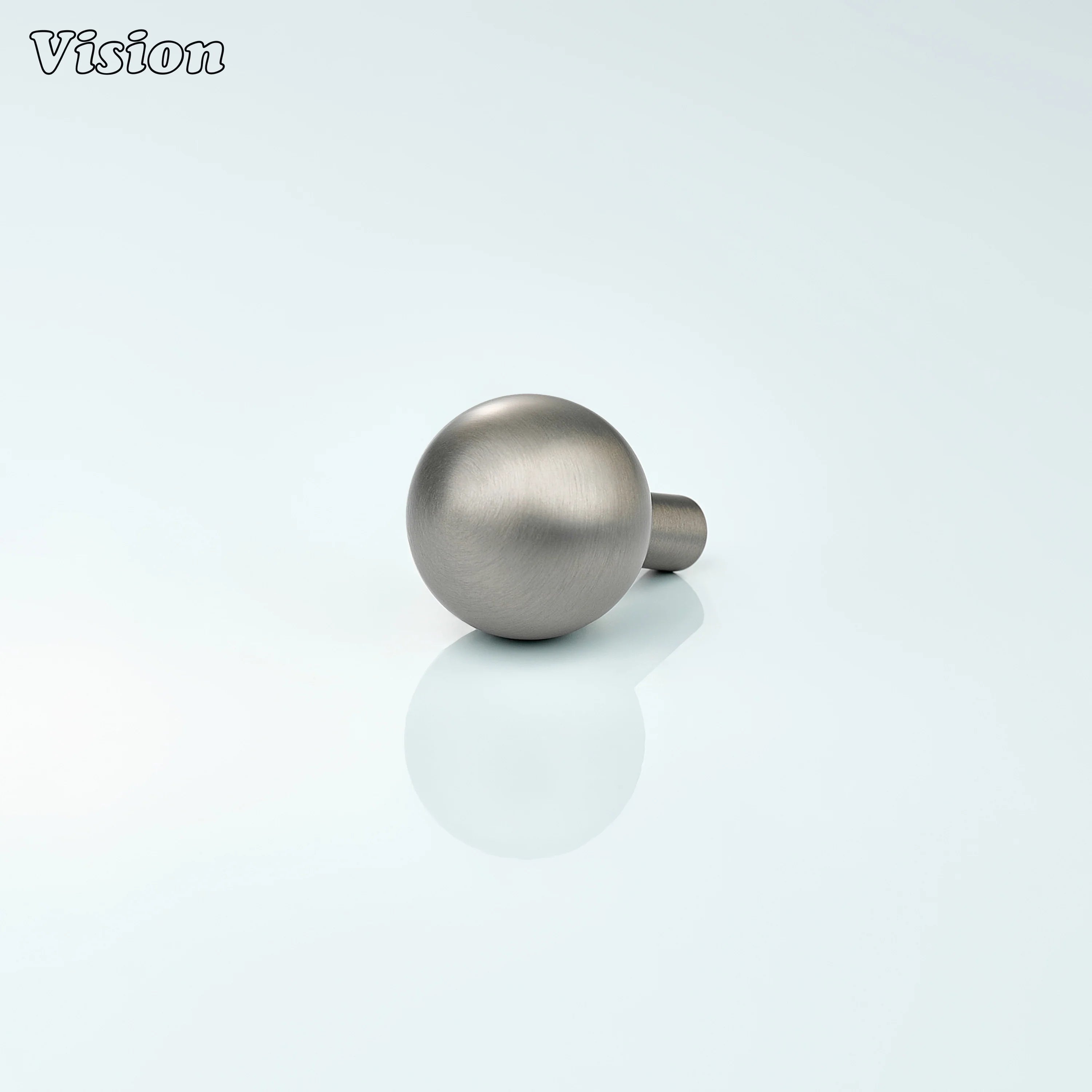 Solid brass cabinet knob with plain round ball design in Silver finish