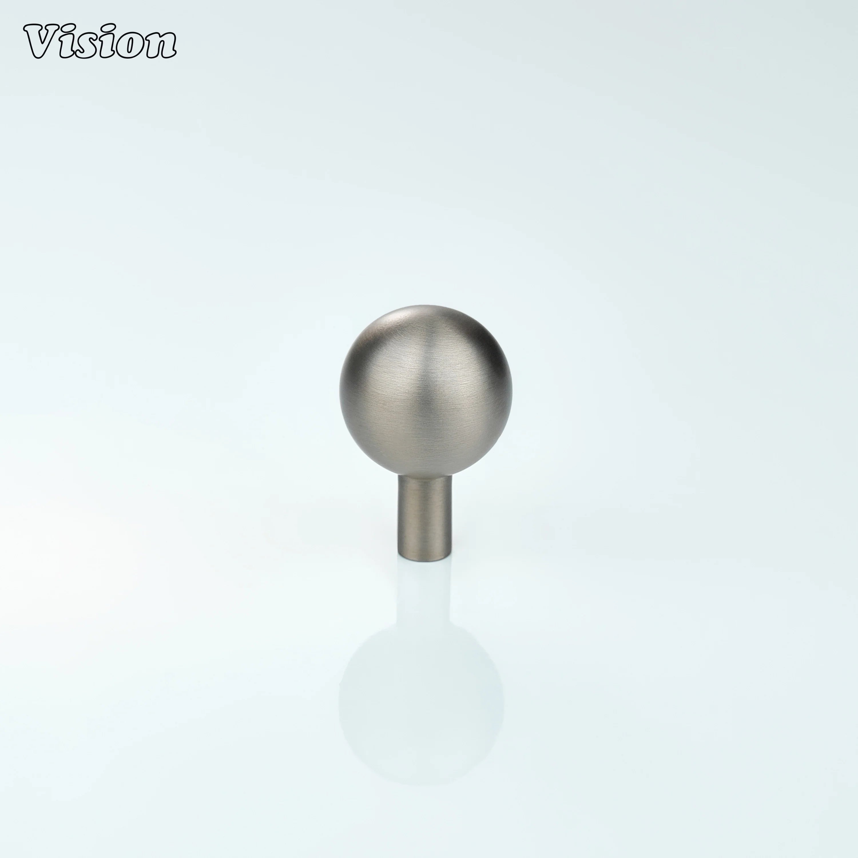 Silver cabinet knob with round ball head and cylinder leg