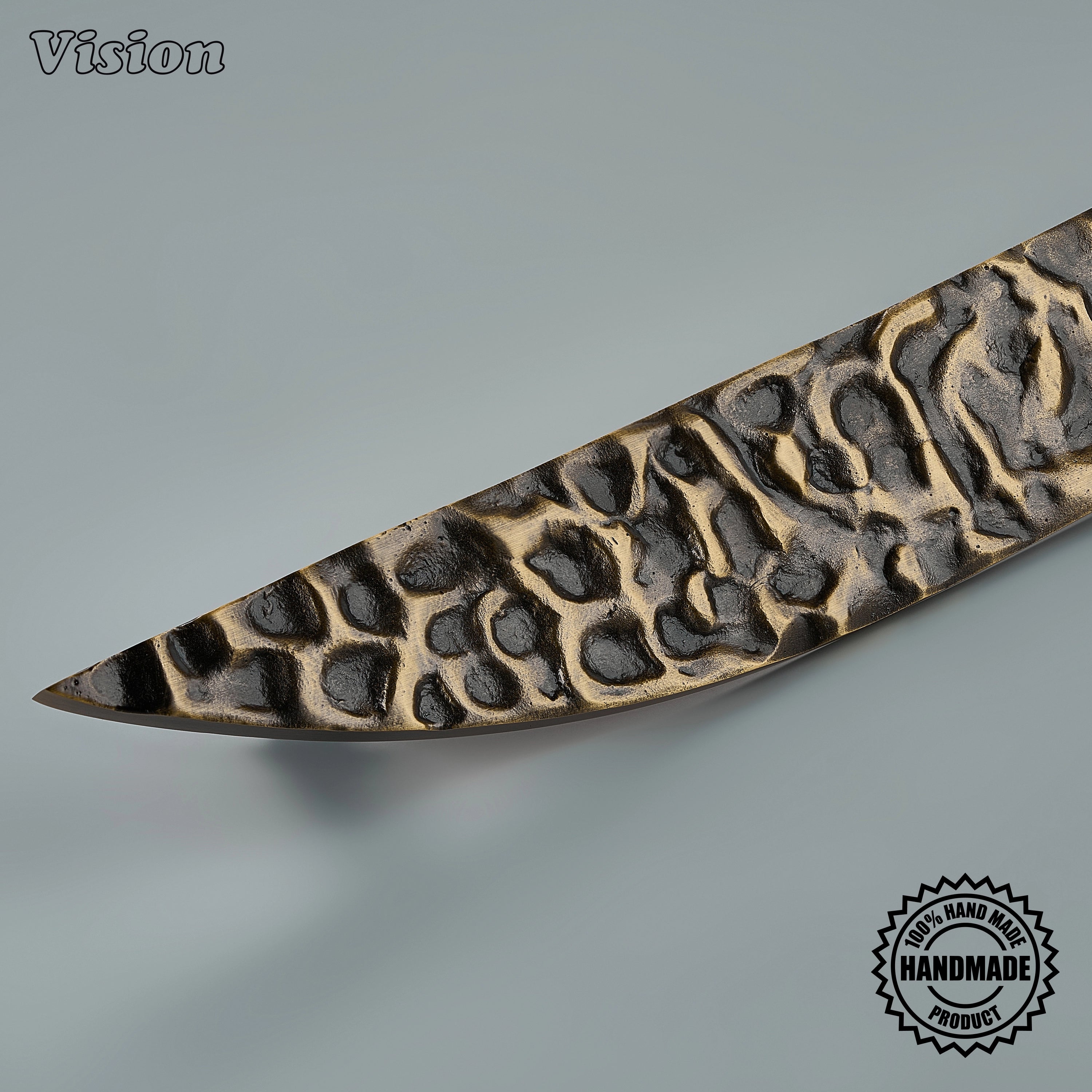 Luna solid brass door handle in Antique Bronze features a curved textured profile and pointed tapered ends, suited to an interior passage door with a statement architectural look.