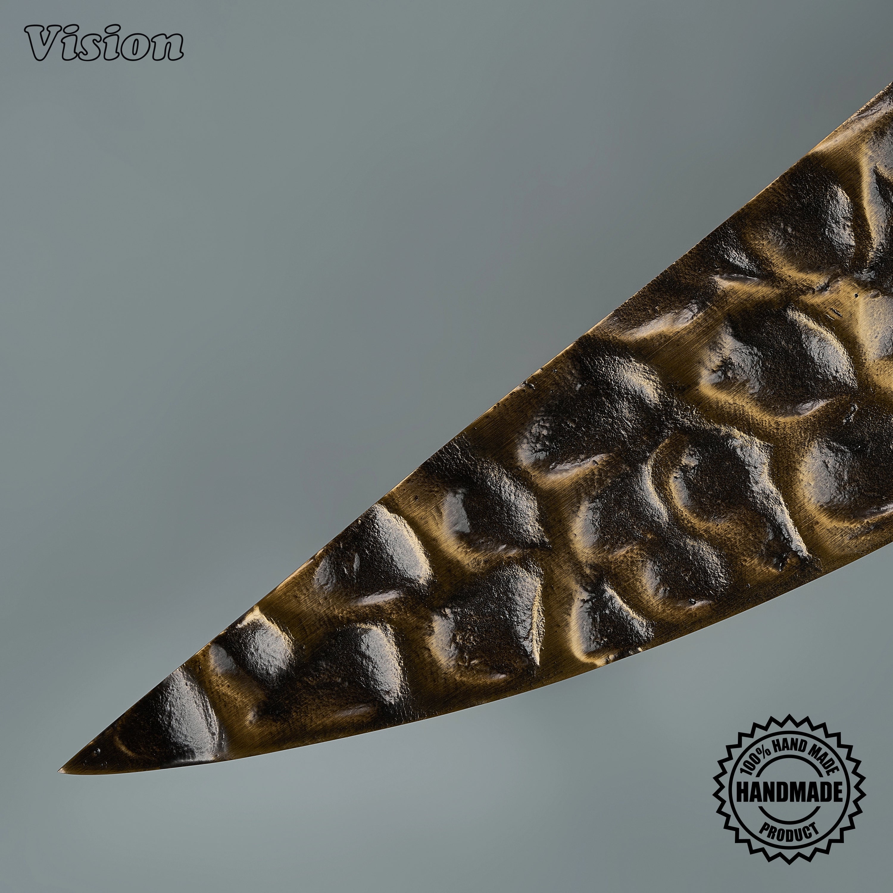Curved Luna handcrafted door handle in Antique Bronze showcases a rugged sculpted texture and sleek tapered ends, creating a distinctive finish for a closet door.