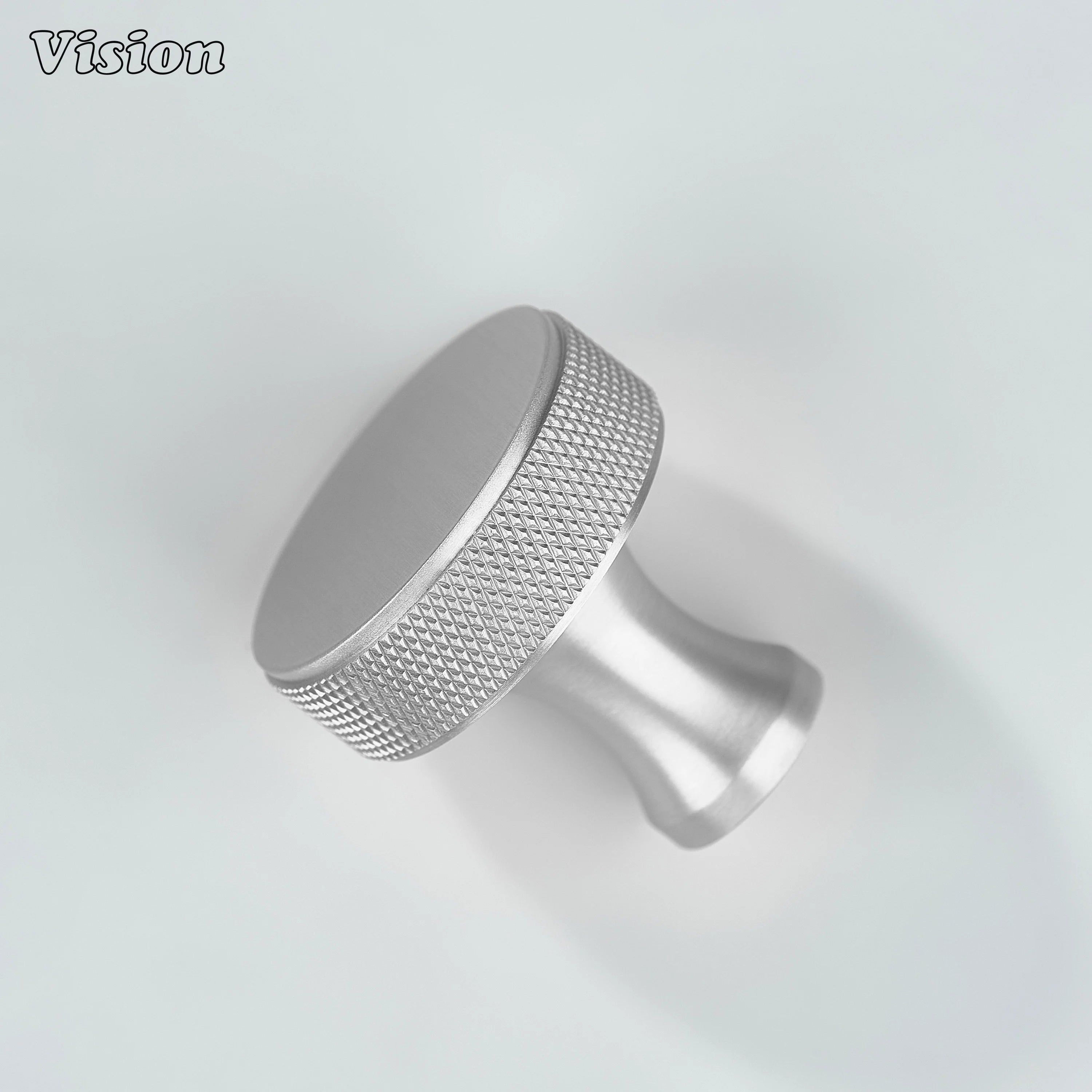 Round brass cabinet knob in Silver finish for modern furniture storage