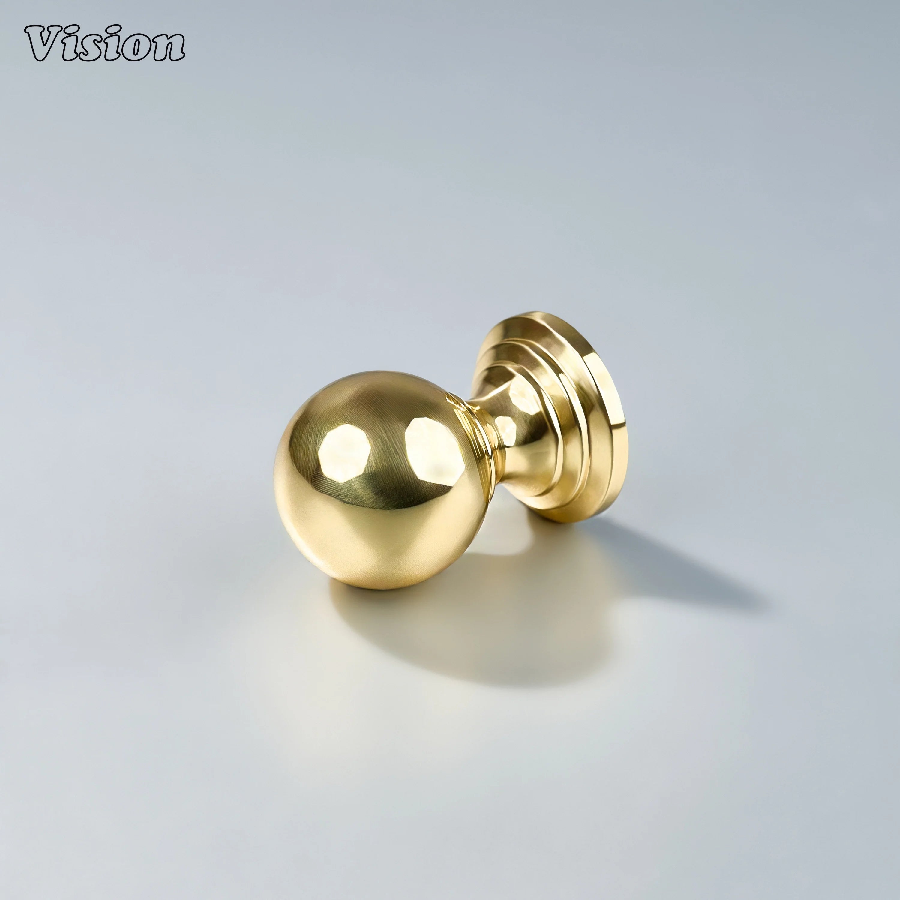 Polished Brass solid brass cabinet knob with plain round ball for kitchen cabinets