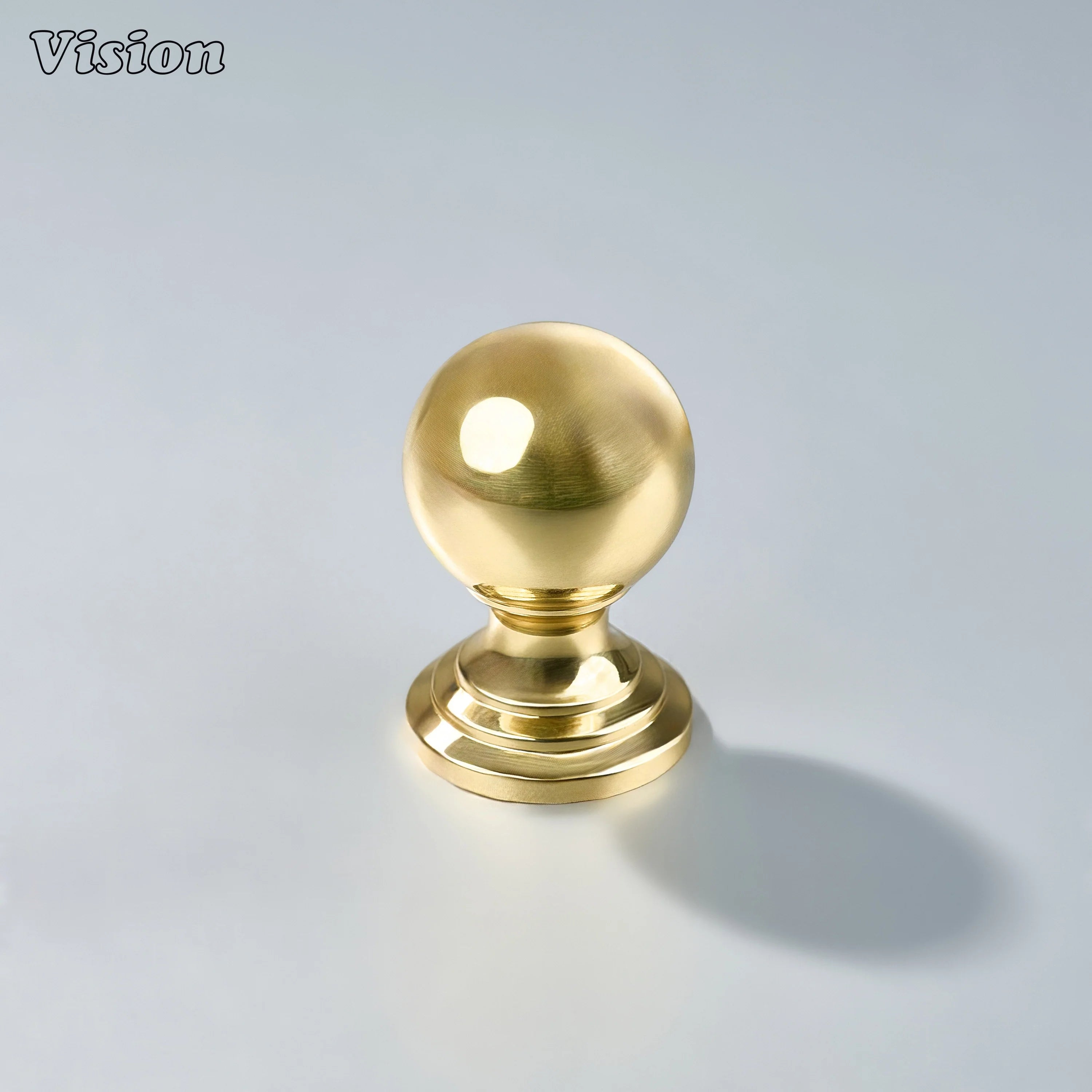 Plain round cabinet knob in Polished Brass finish for wardrobe drawers