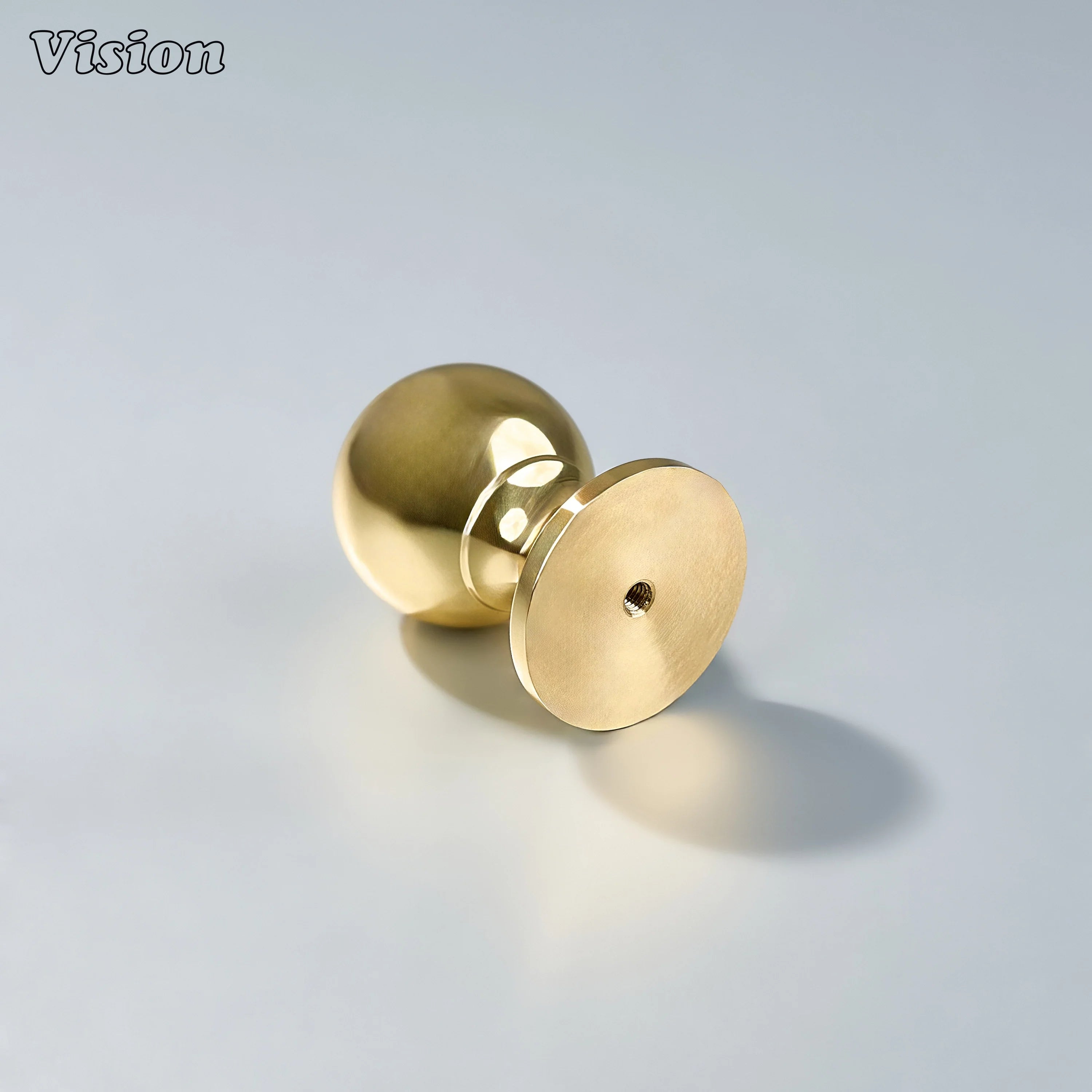 Solid brass Polished Brass cabinet knob with wide stepped base for cupboards