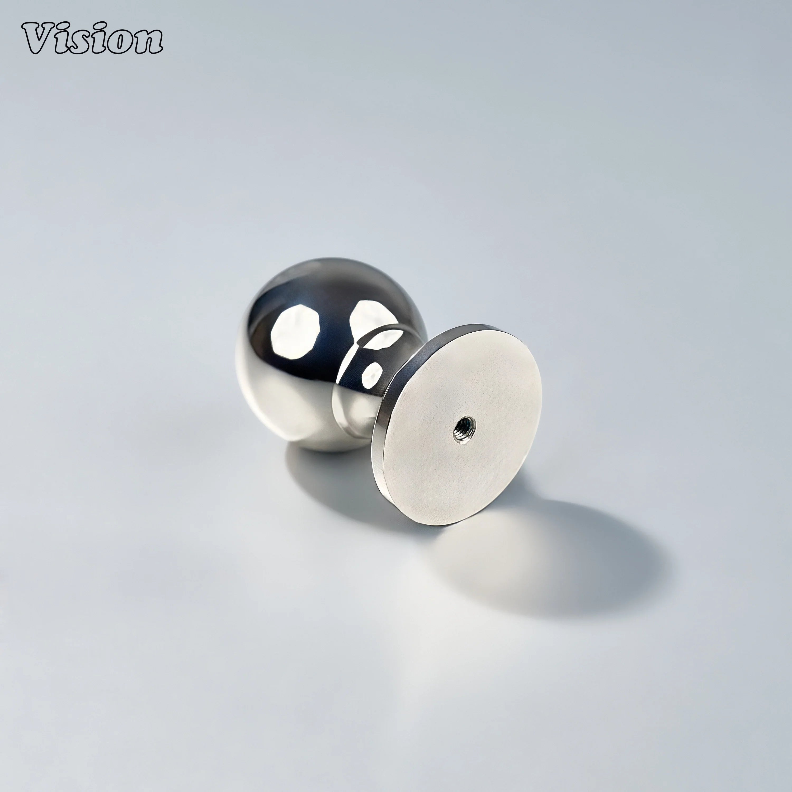 Polished Nickel cabinet knob with circular ball design for wardrobes