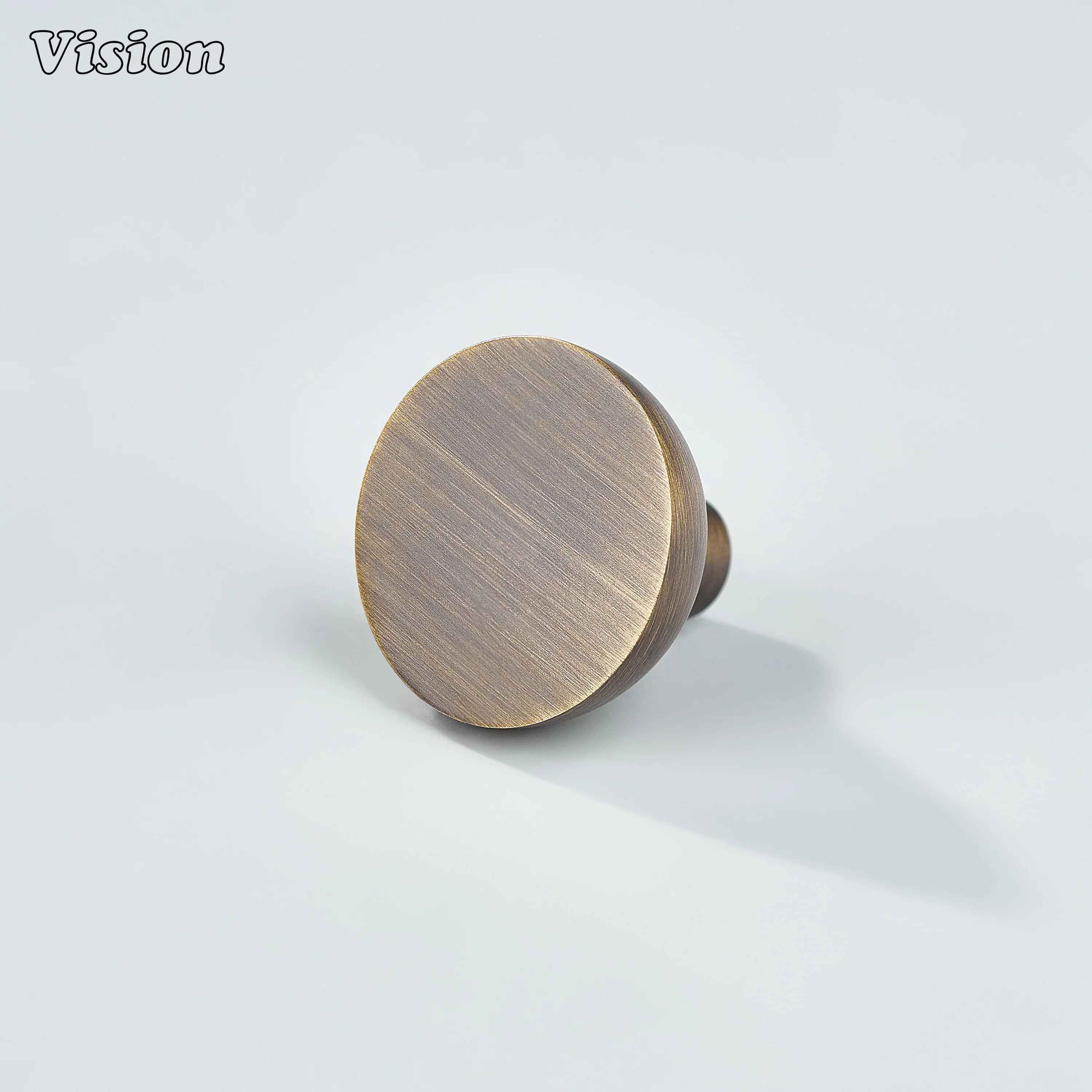 Antique Bronze solid brass cabinet knob with plain flat top and curved bowl profile for drawers
