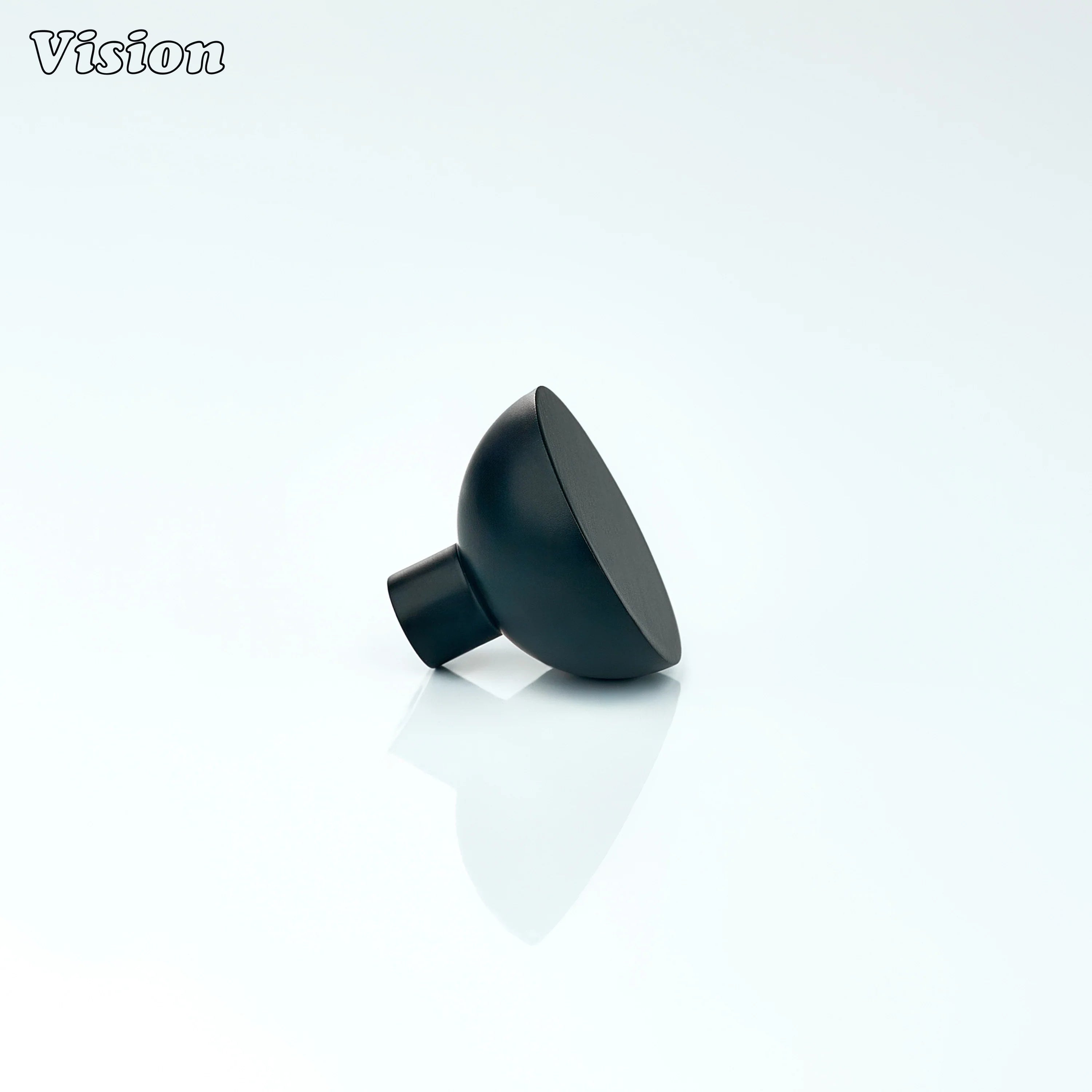 Premium Black cabinet knob with smooth round face and cylindrical stem for wardrobes