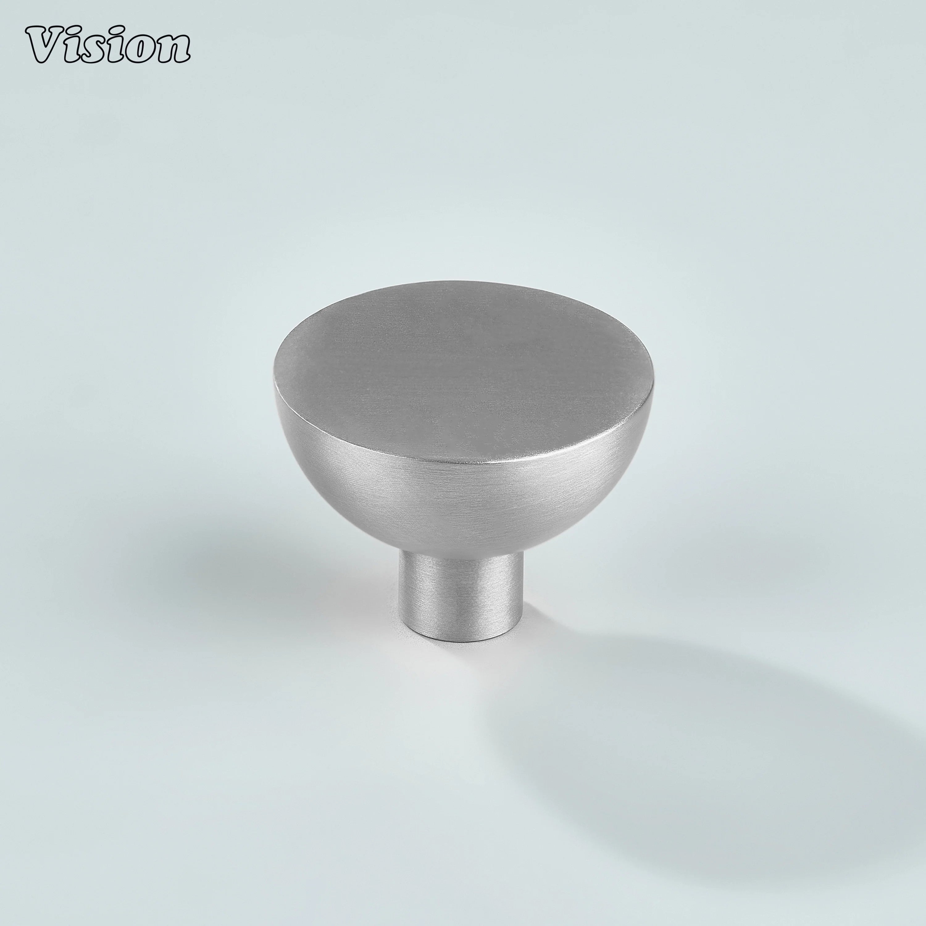 Solid brass Silver cabinet knob with curved base for furniture drawers