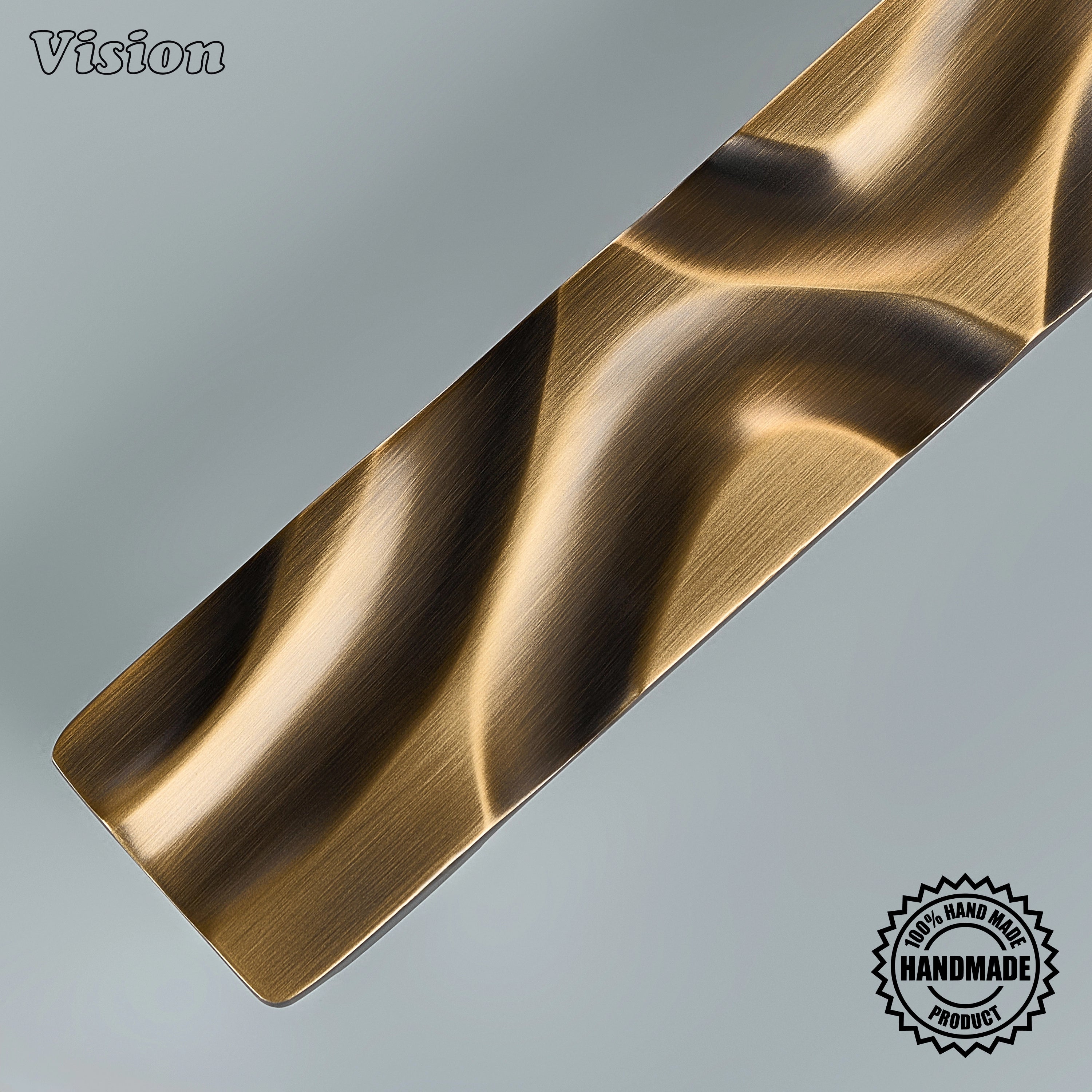 Handcrafted door handle in antique bronze with cylindrical base legs on grand passage doors