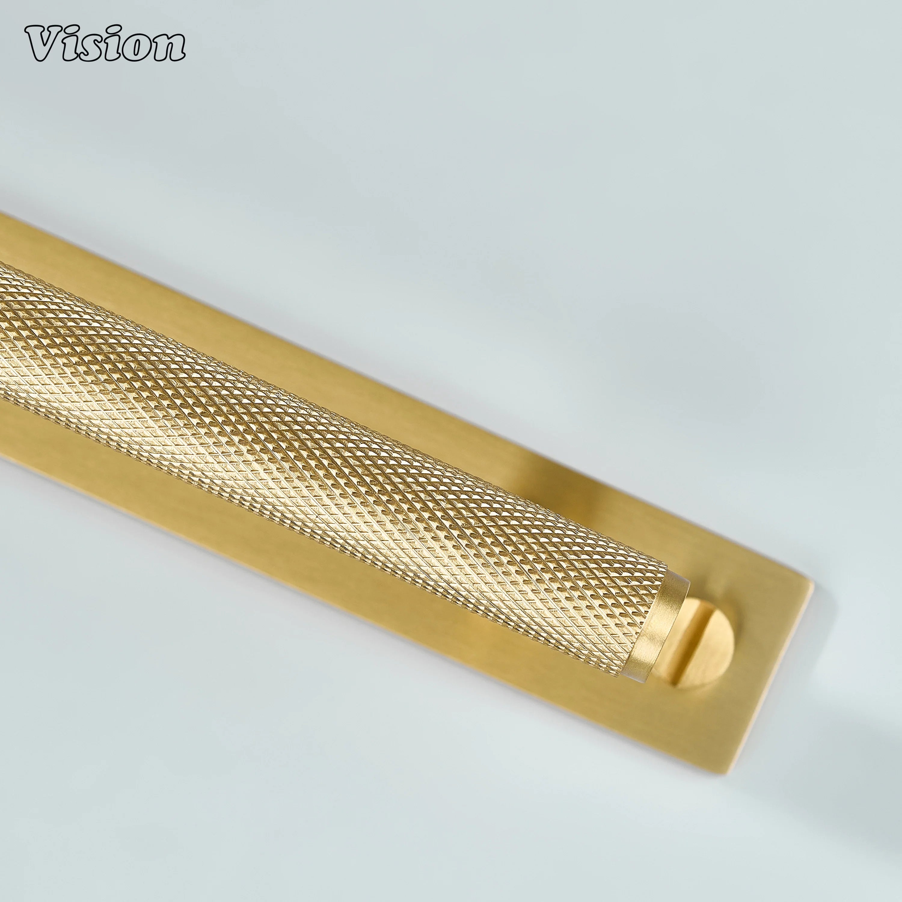 Cabinet handle Gold finish with knurled bar used on wardrobes