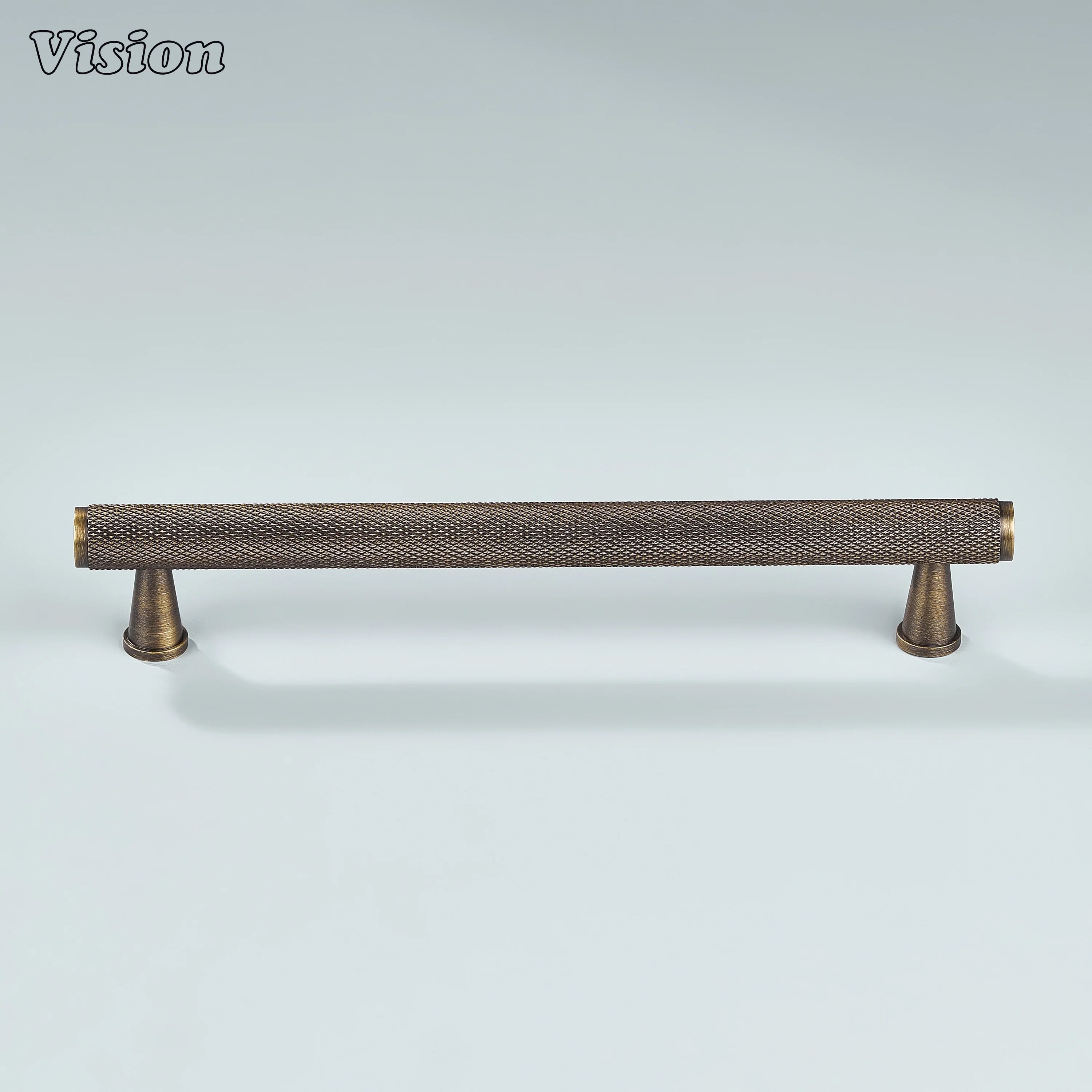Antique bronze knurled pull for cupboards and cabinets.