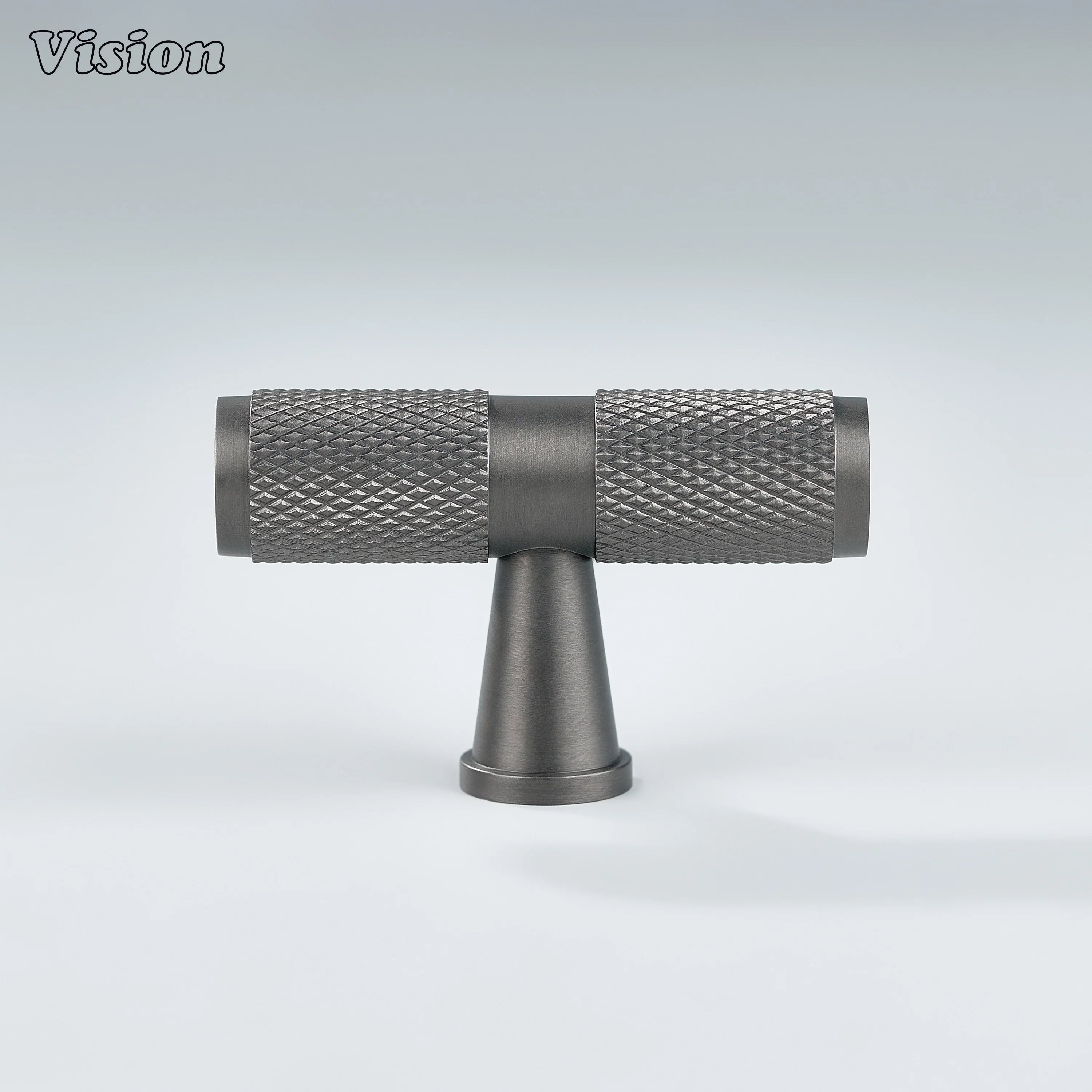 Gunmetal cabinet T-knob with knurled grip