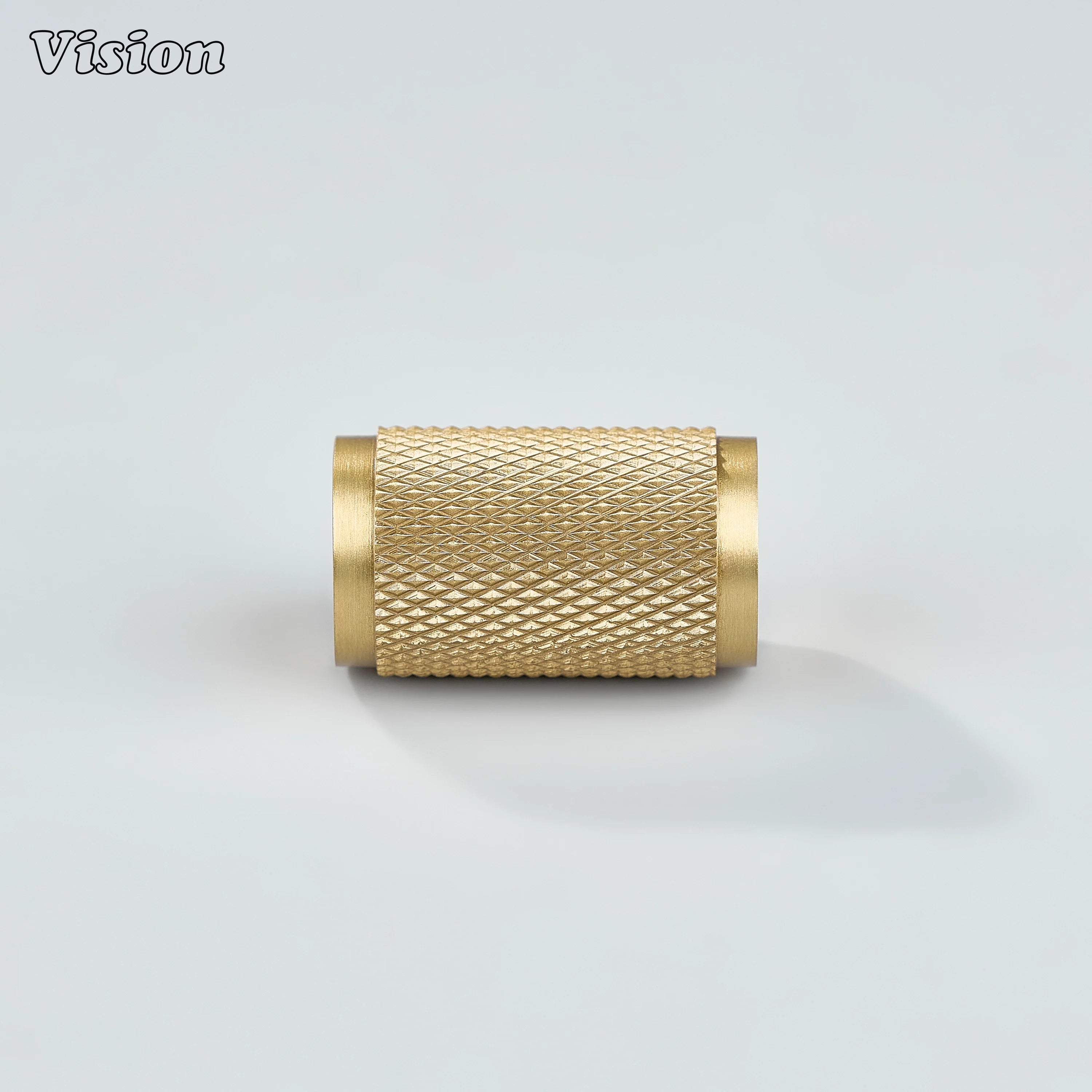 Gold knurled cylinder knob for wardrobe doors