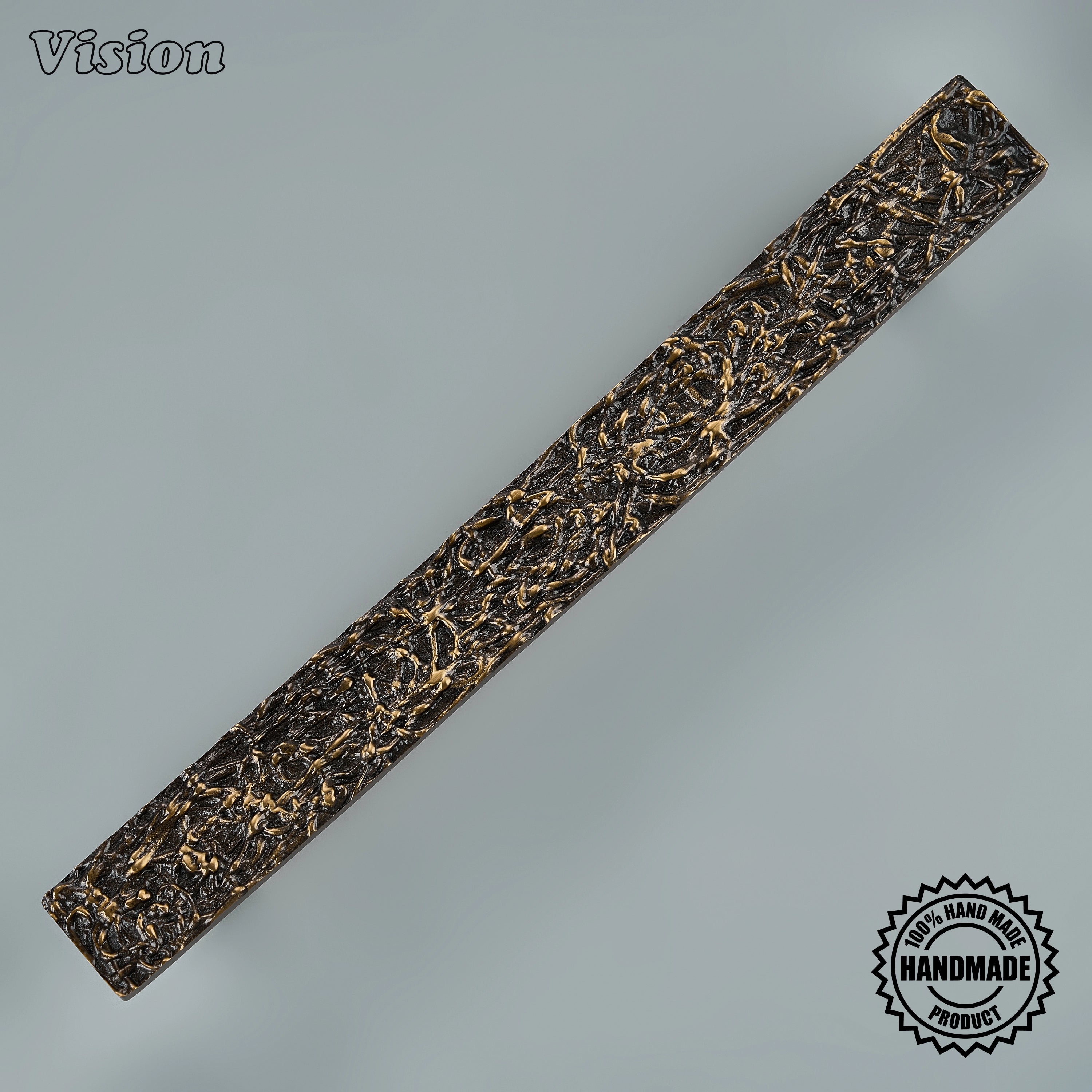 Luxury antique bronze sculpted appliance handle with round base legs on custom built-in freezers