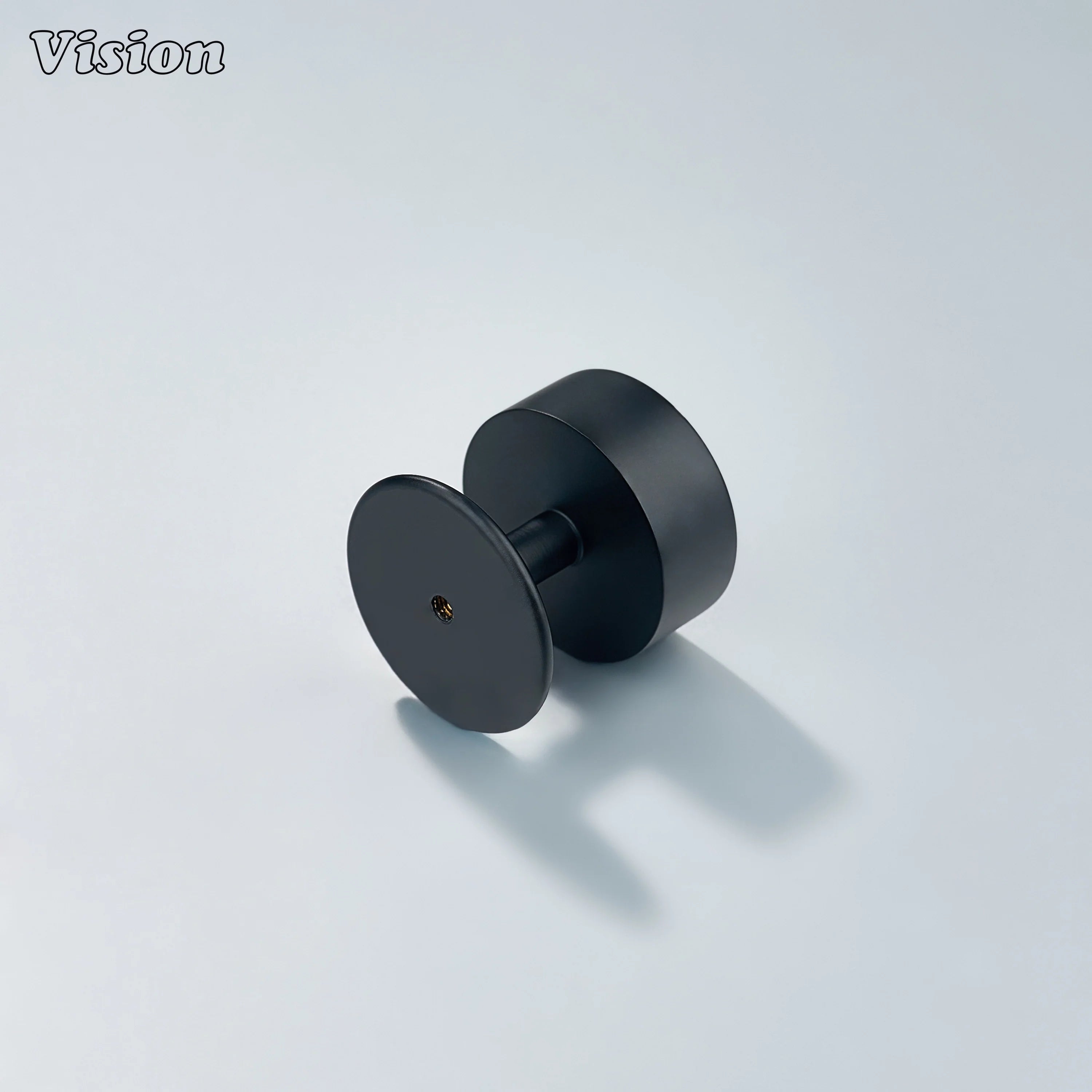 Smooth Black cabinet knob with round backplate for kitchens