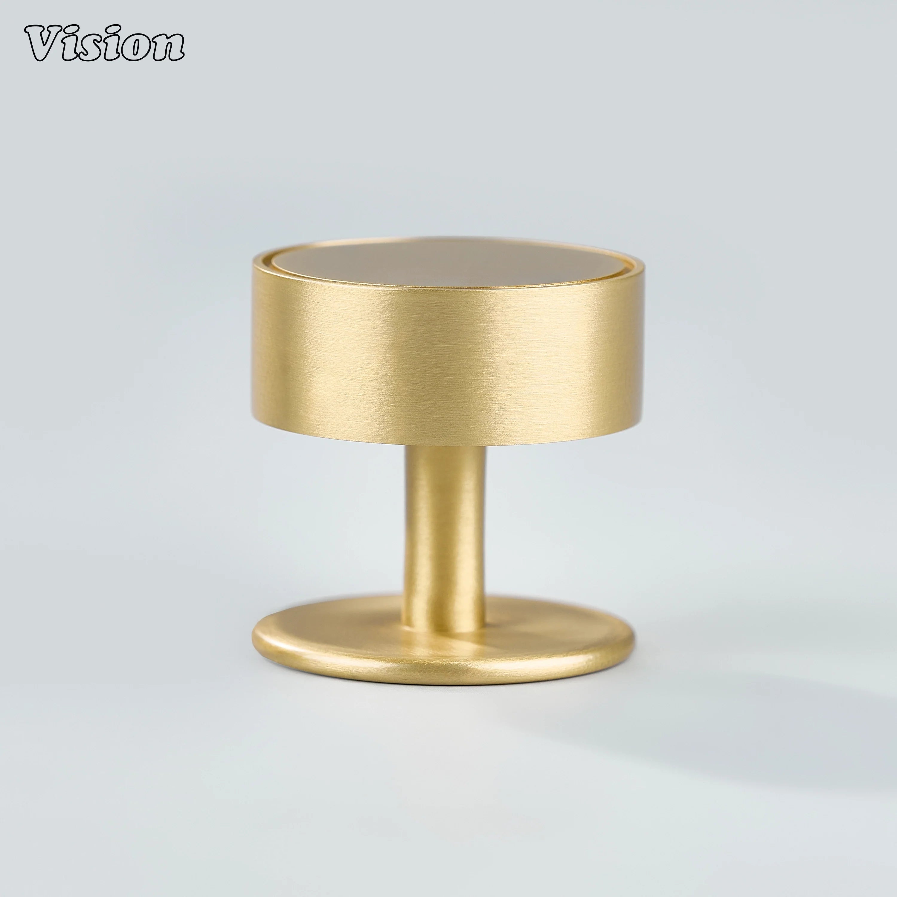 Plain gold cabinet knob with round backplate for wardrobe doors