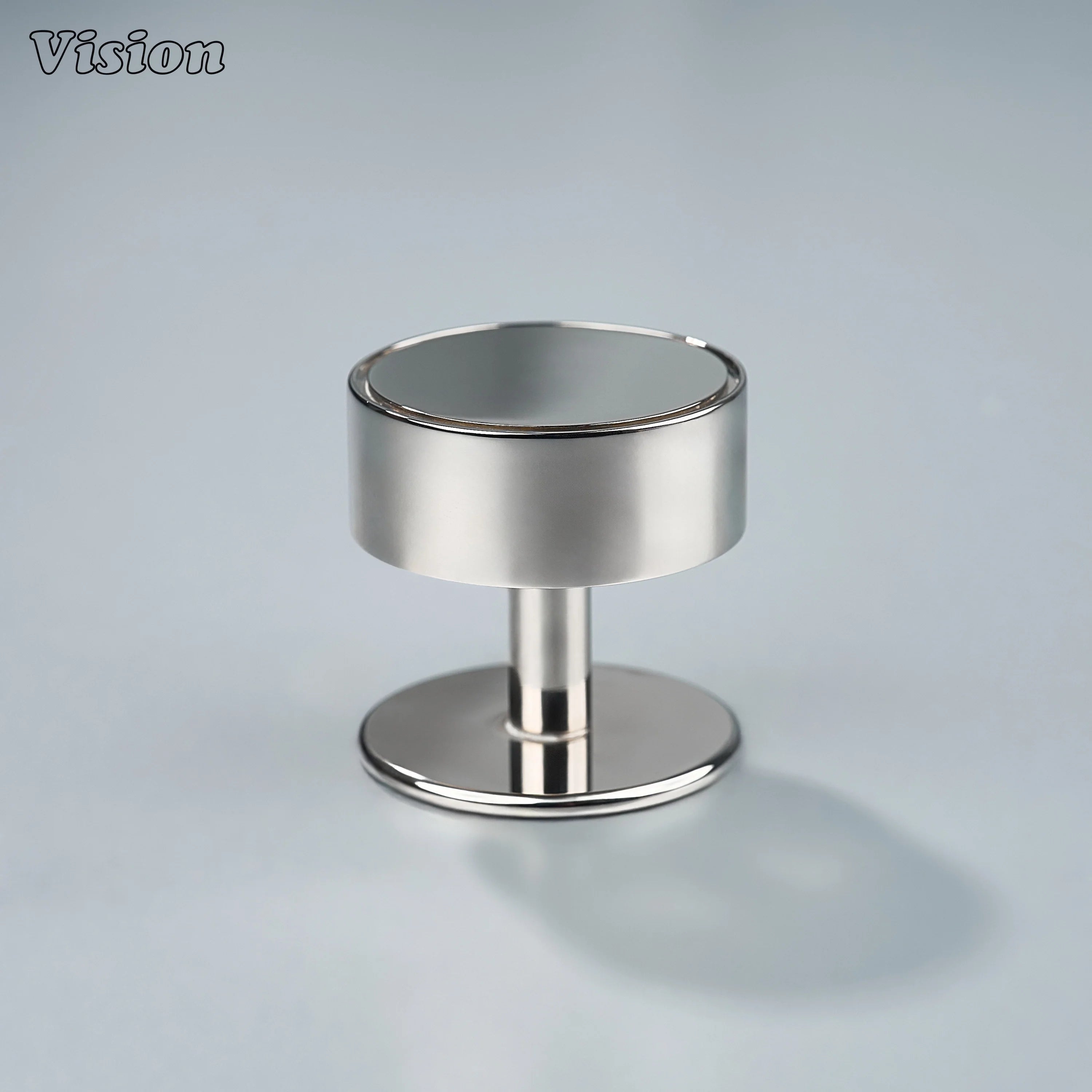 Plain Polish Nickel cabinet knob with round backplate for wardrobe doors
