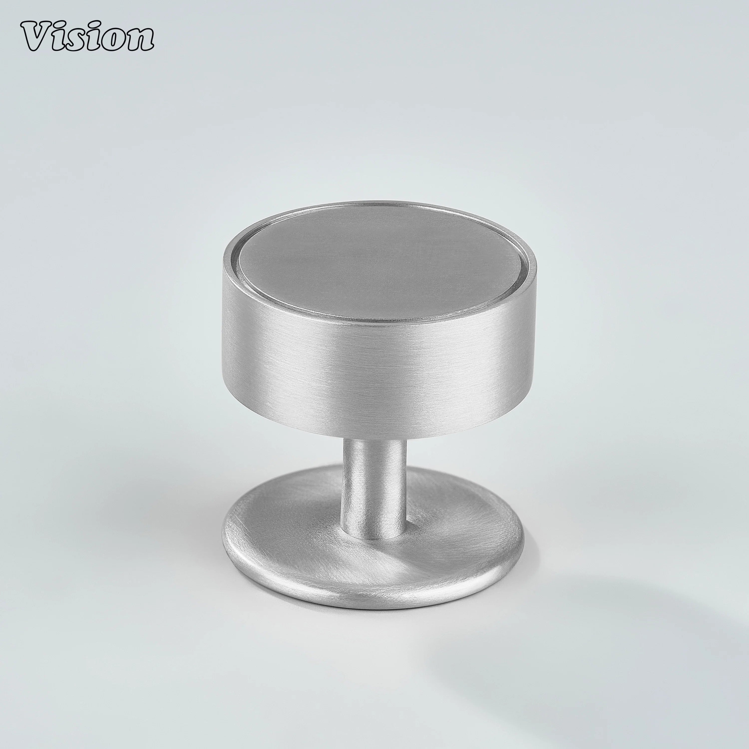 Smooth Silver cabinet knob with round backplate for furniture