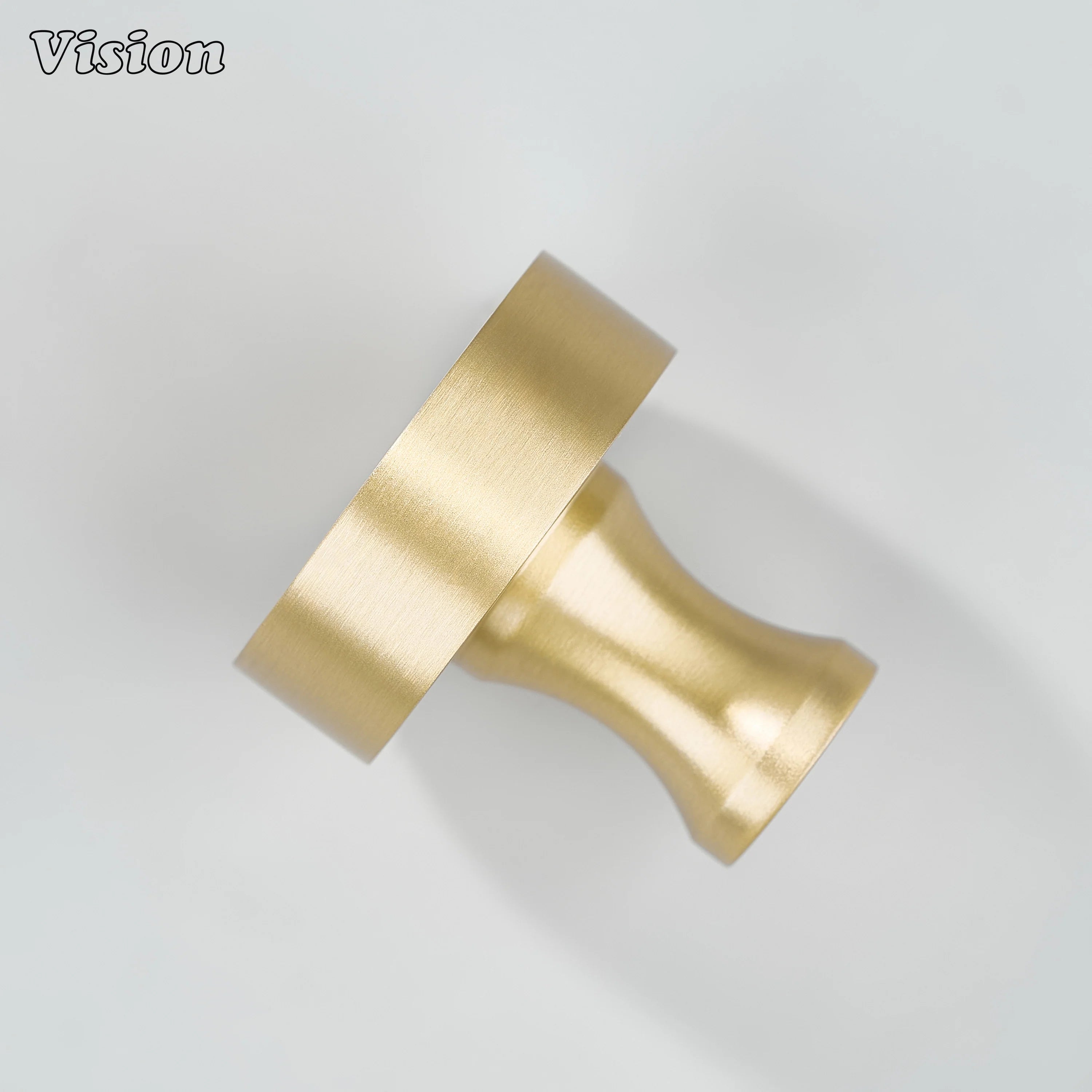 Gold premium round cabinet knob with flat circular face for vanity drawers