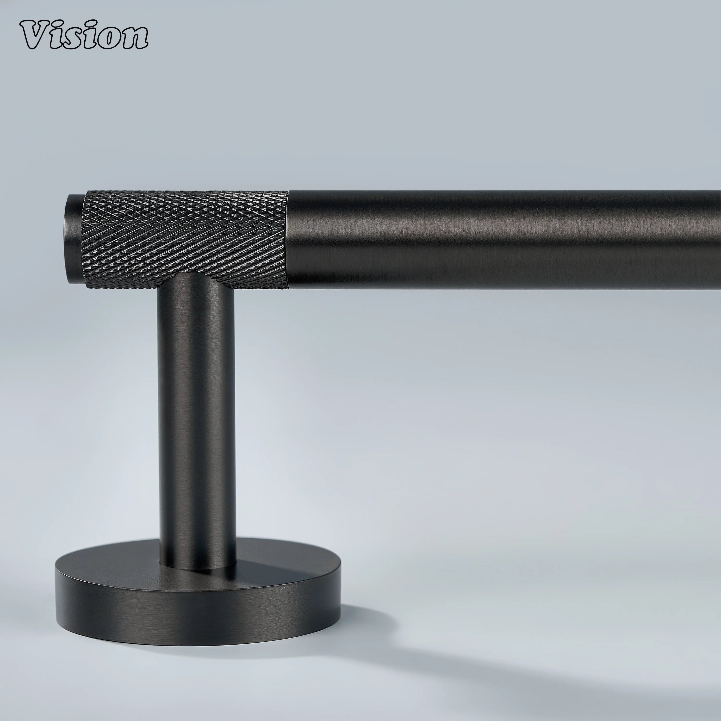 Minimal gunmetal brass toilet paper holder with round base