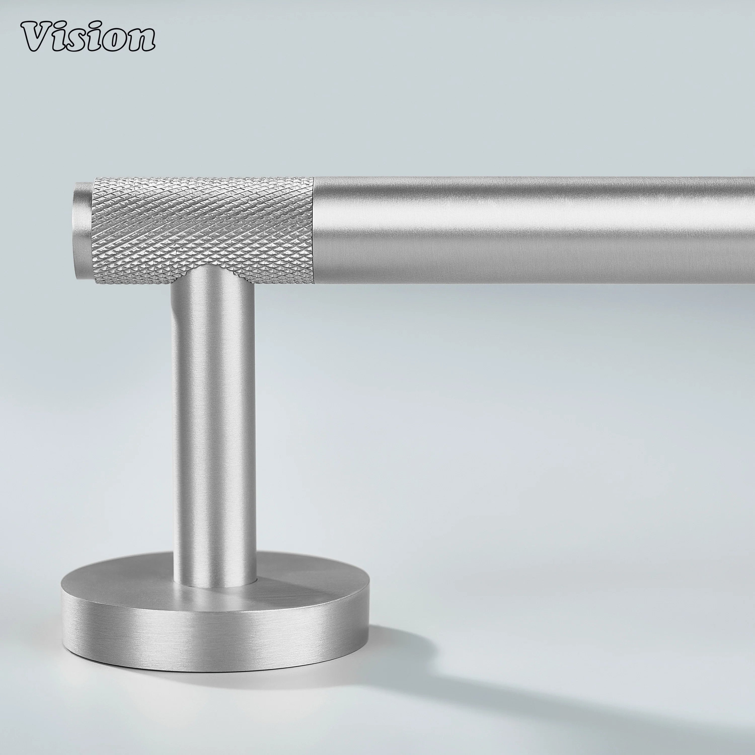 Minimal silver brass toilet paper holder with round base