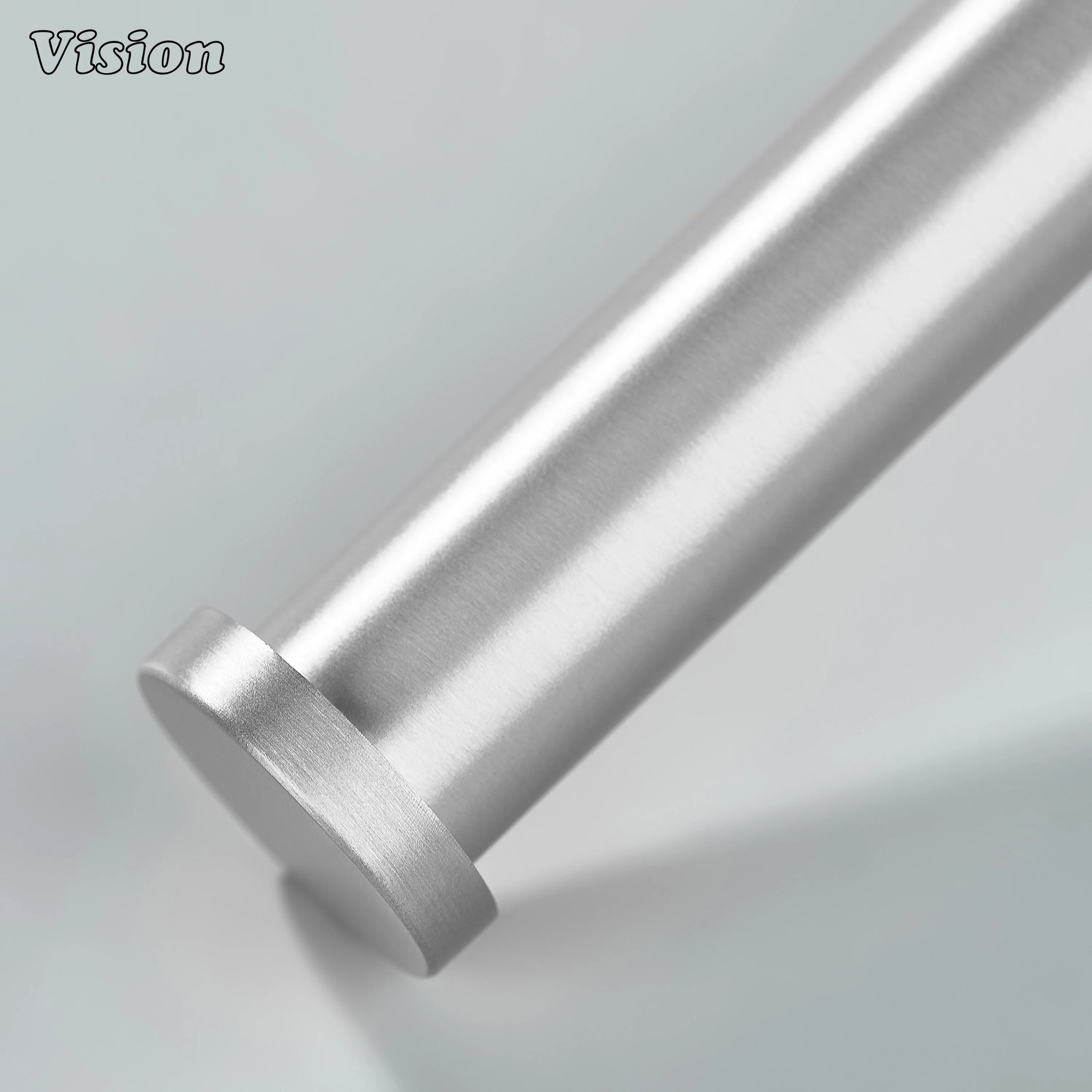 Silver brass towel holder with cylindrical bar and knurled grip detail