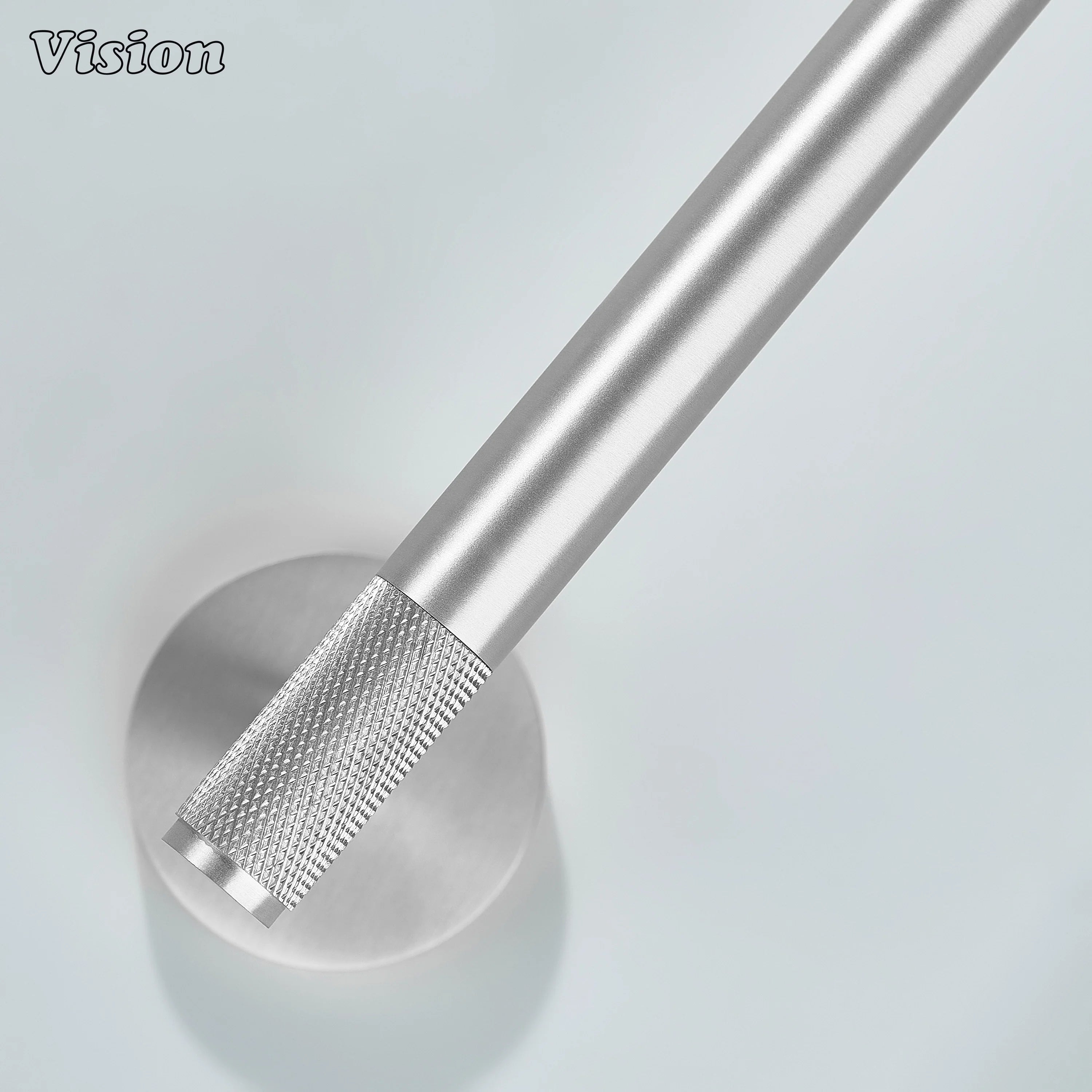 Minimal silver brass towel holder with knurled bar profile