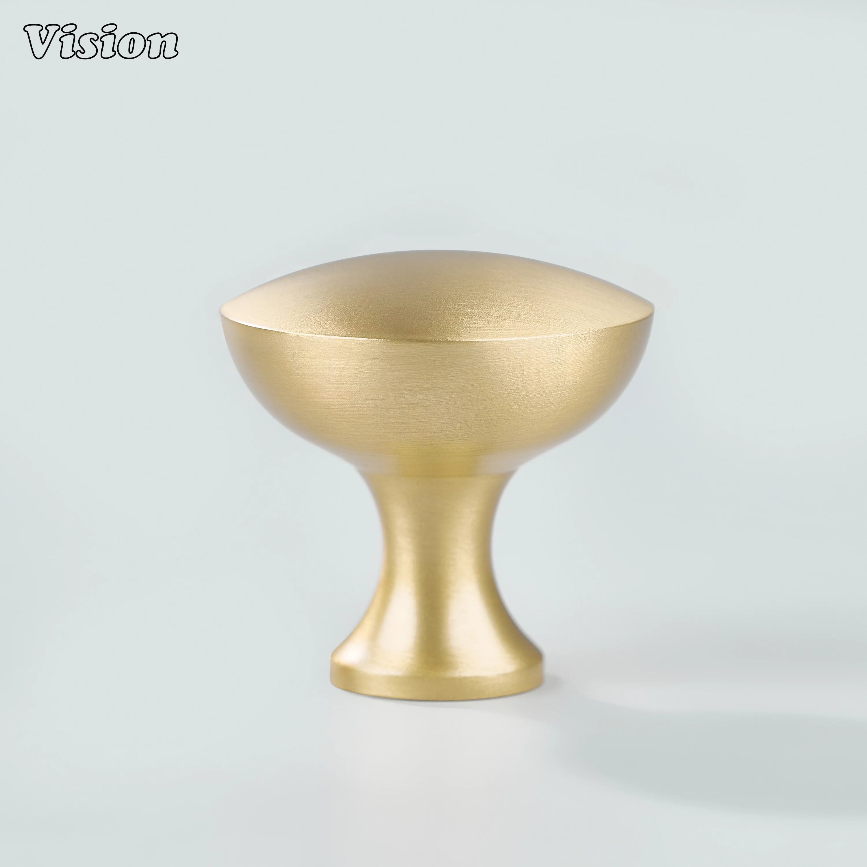 Gold plain round cabinet knob with smooth bevel design for wardrobe doors
