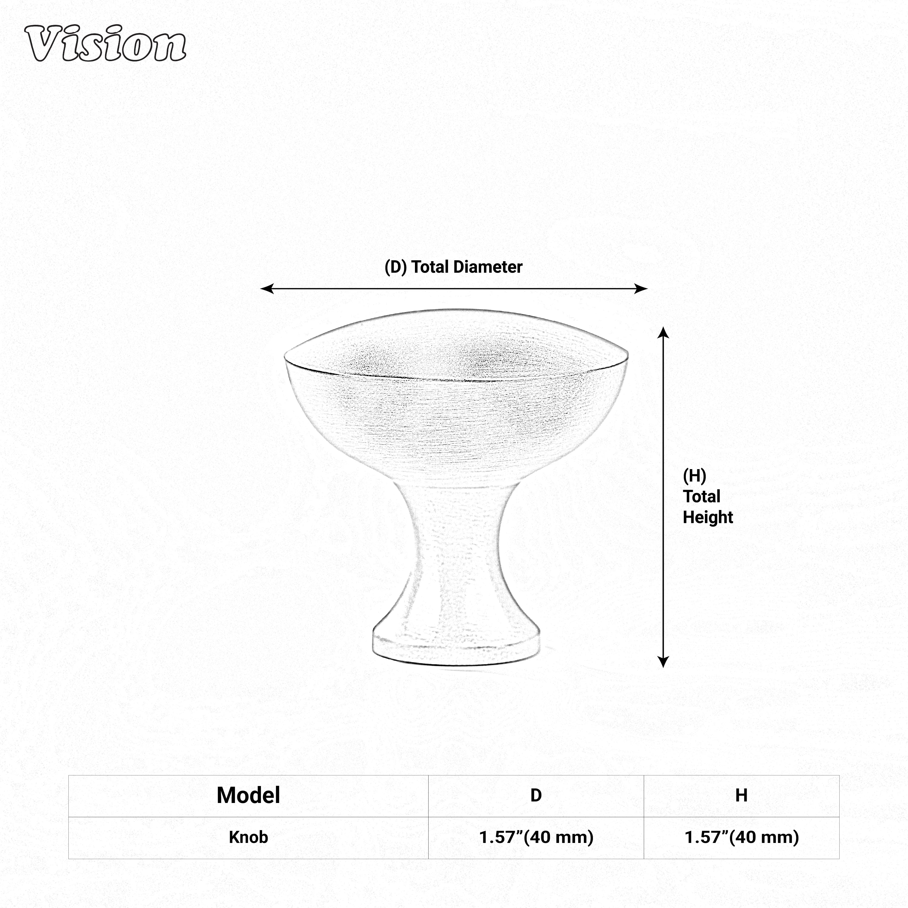 Gold brass cabinet knob with curved top and conical stem for interior cabinetry