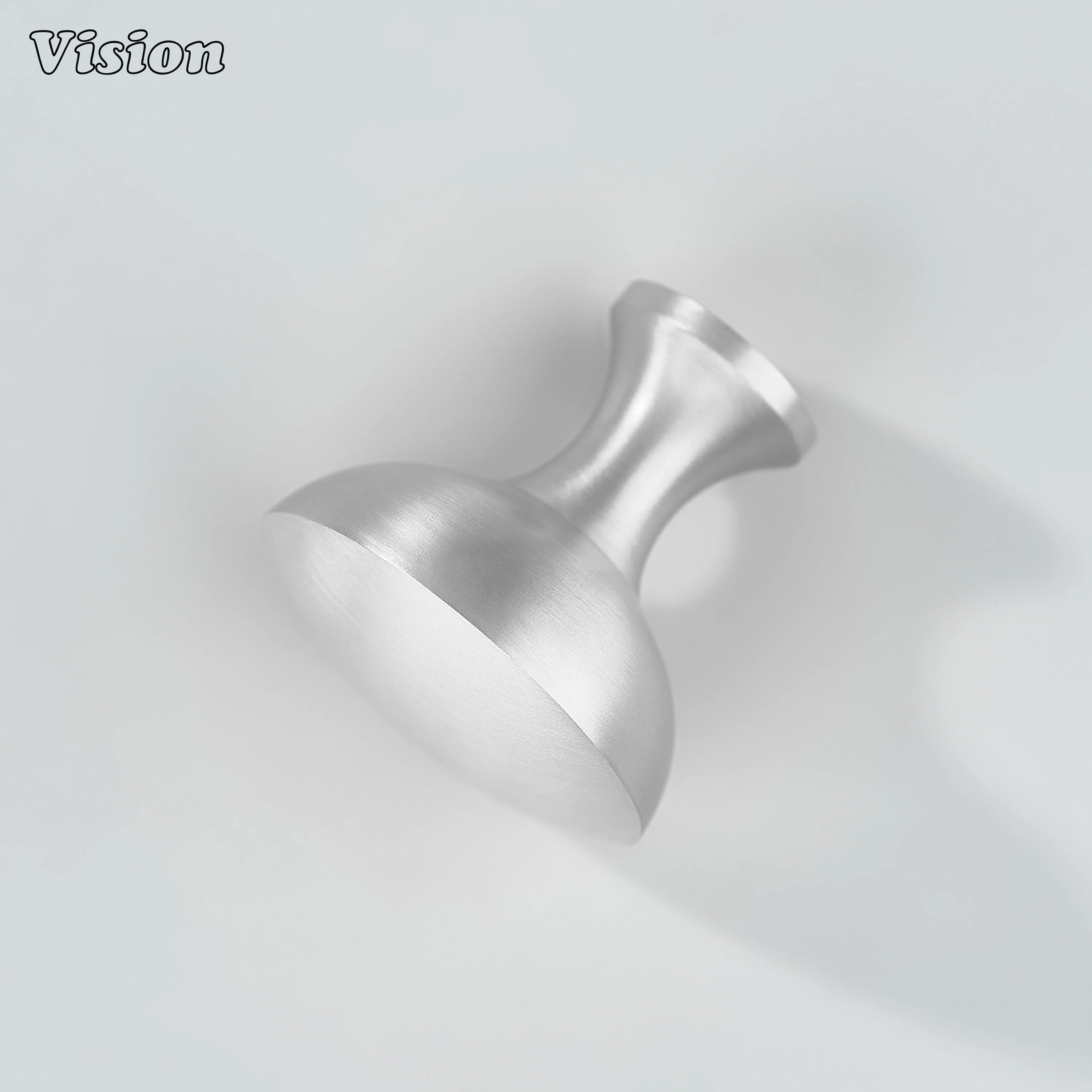 Silver solid brass cabinet knob with tapered cone leg