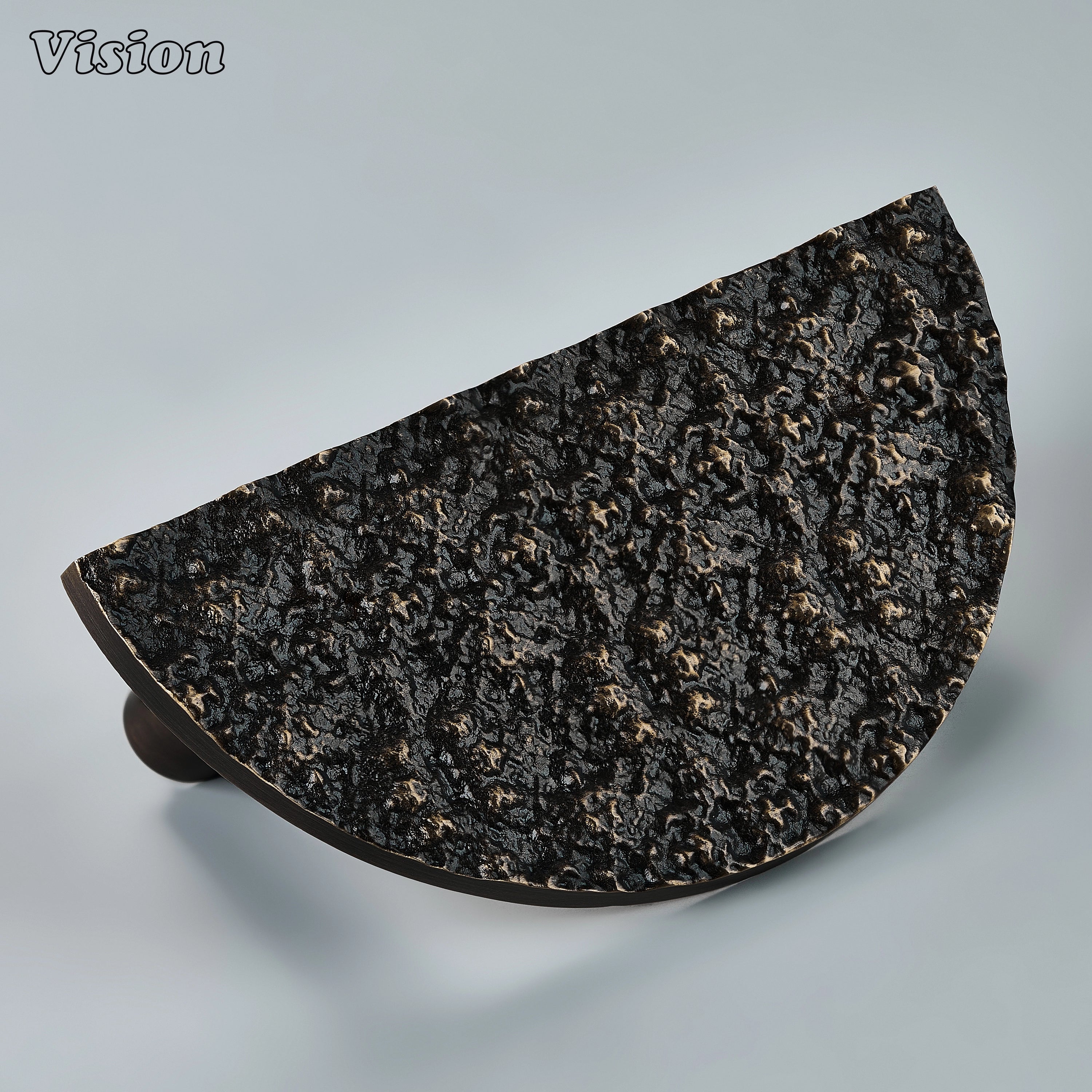 Antique Bronze handcrafted half round solid brass door handle with rugged textured surface for luxury main doors and wardrobes.