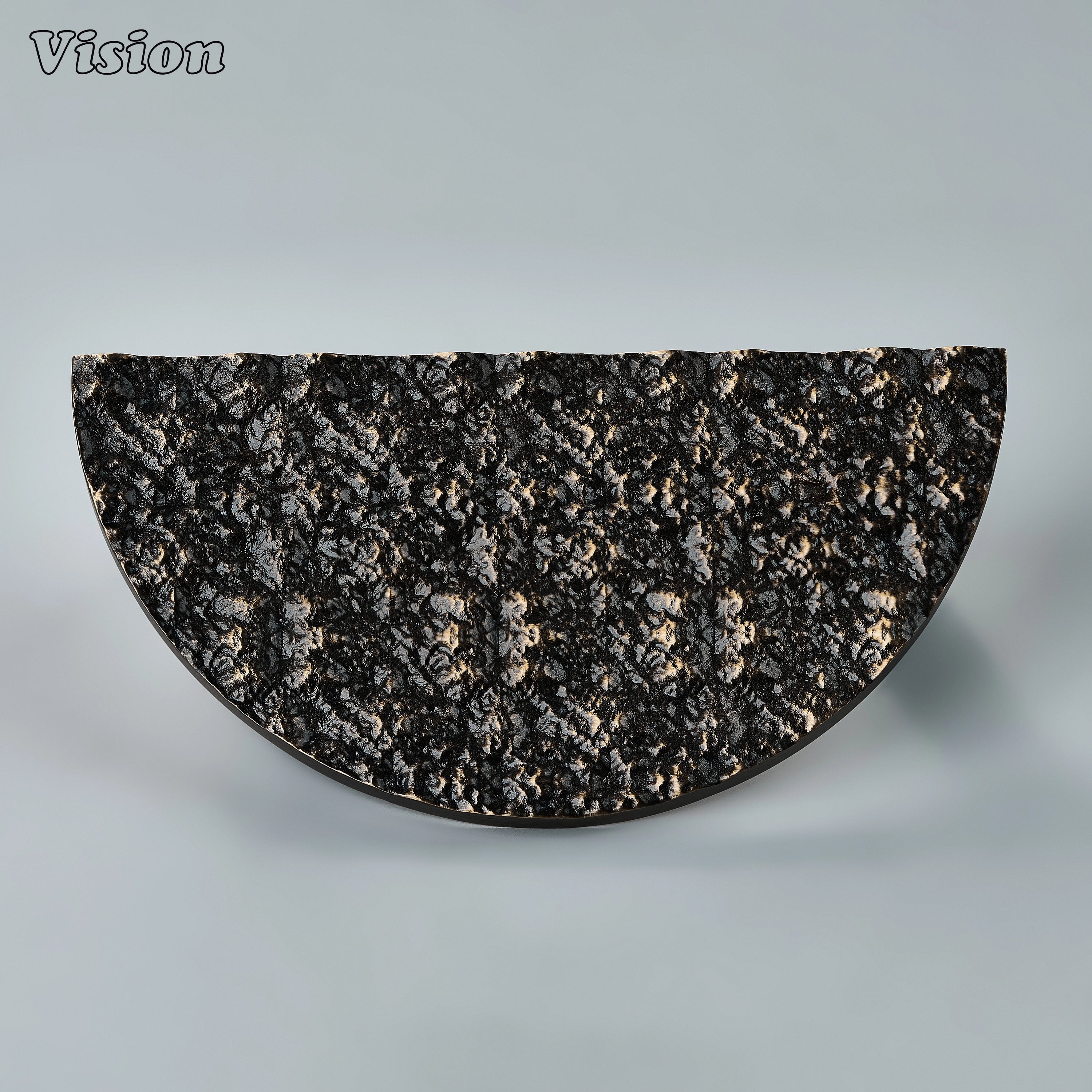 Antique Bronze solid brass half round pull handle with handcrafted cratered texture for cabinet doors and wardrobes.