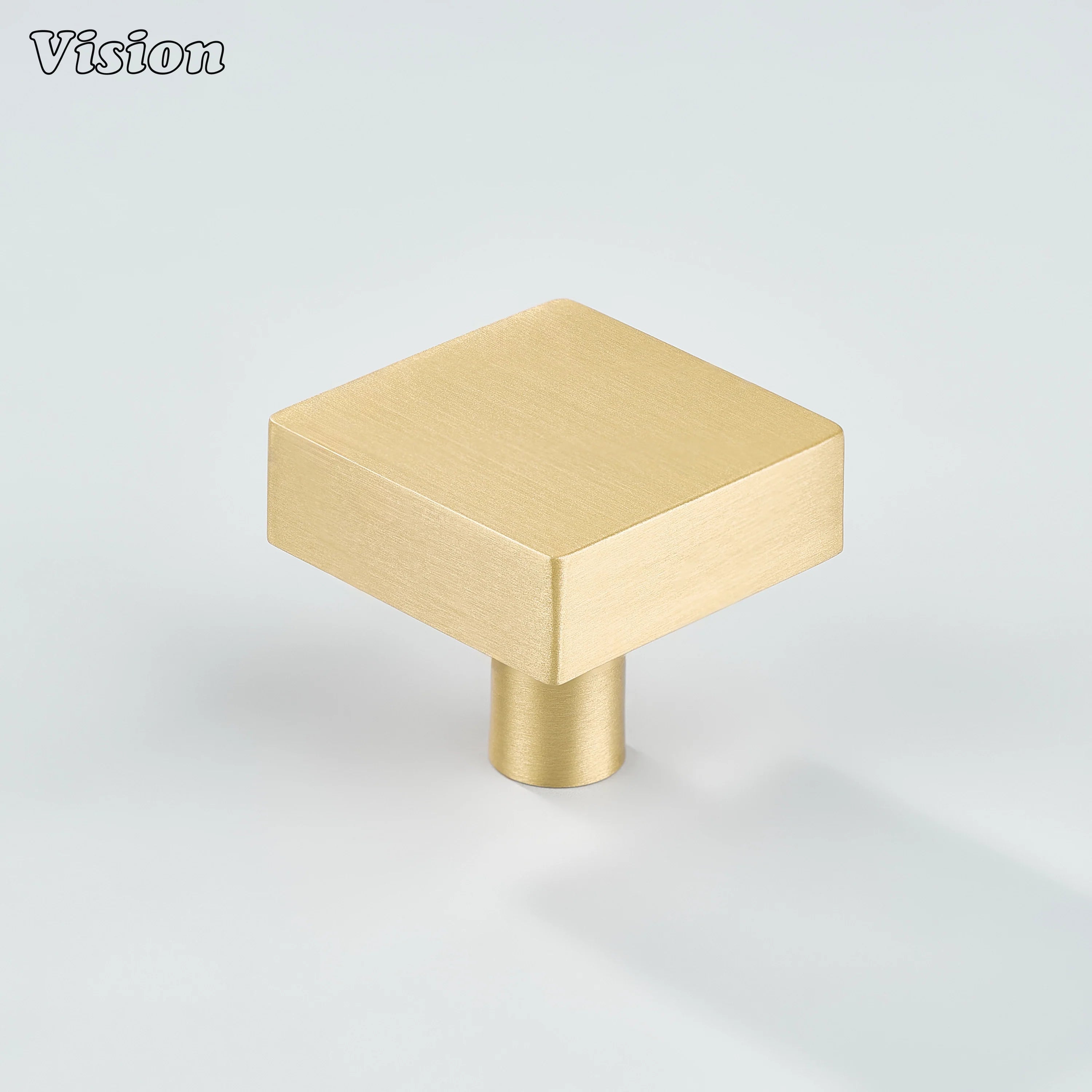 Gold plain square cabinet knob in solid brass design for wardrobe doors and drawers