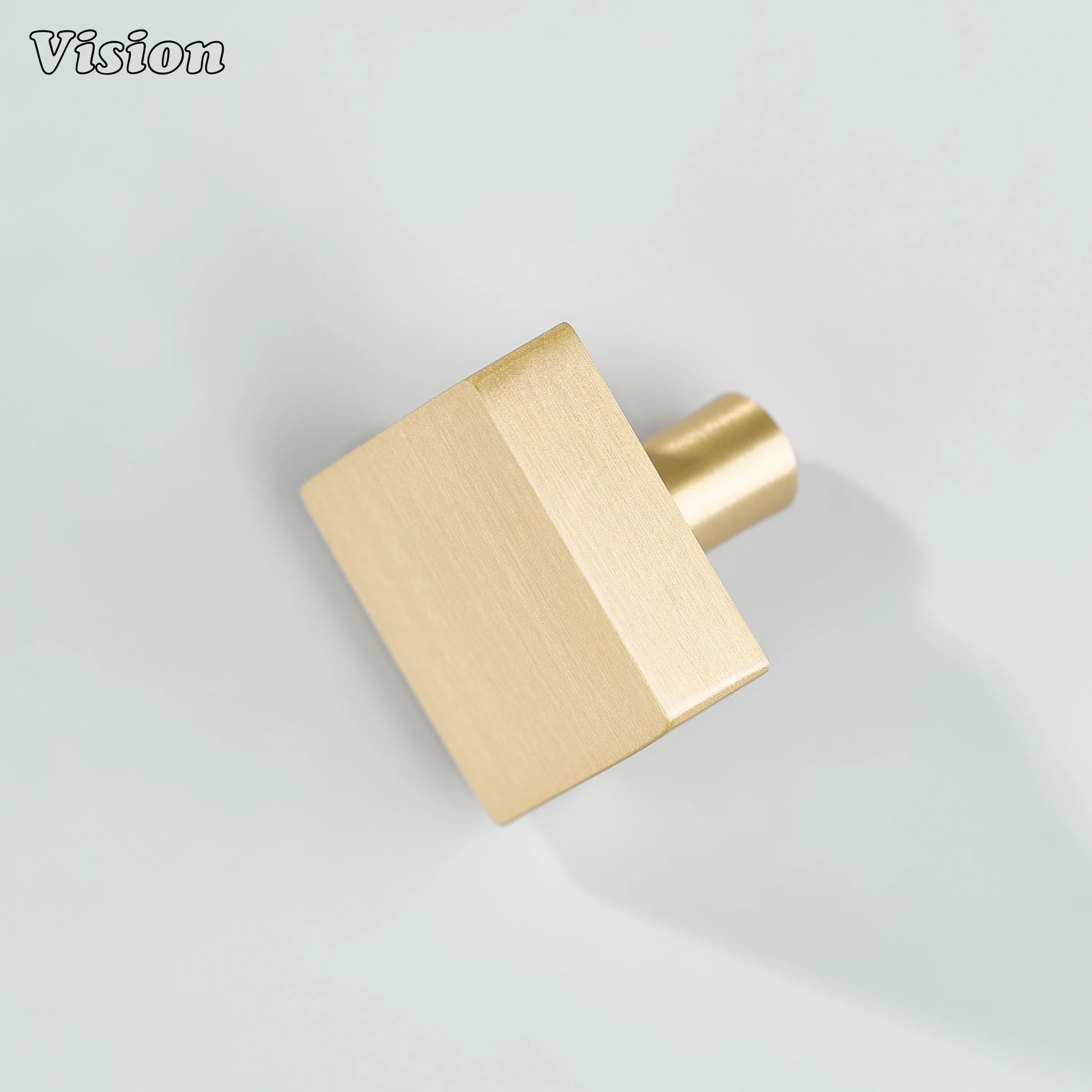 Gold modern square cabinet knob with clean edges for wardrobe cabinetry