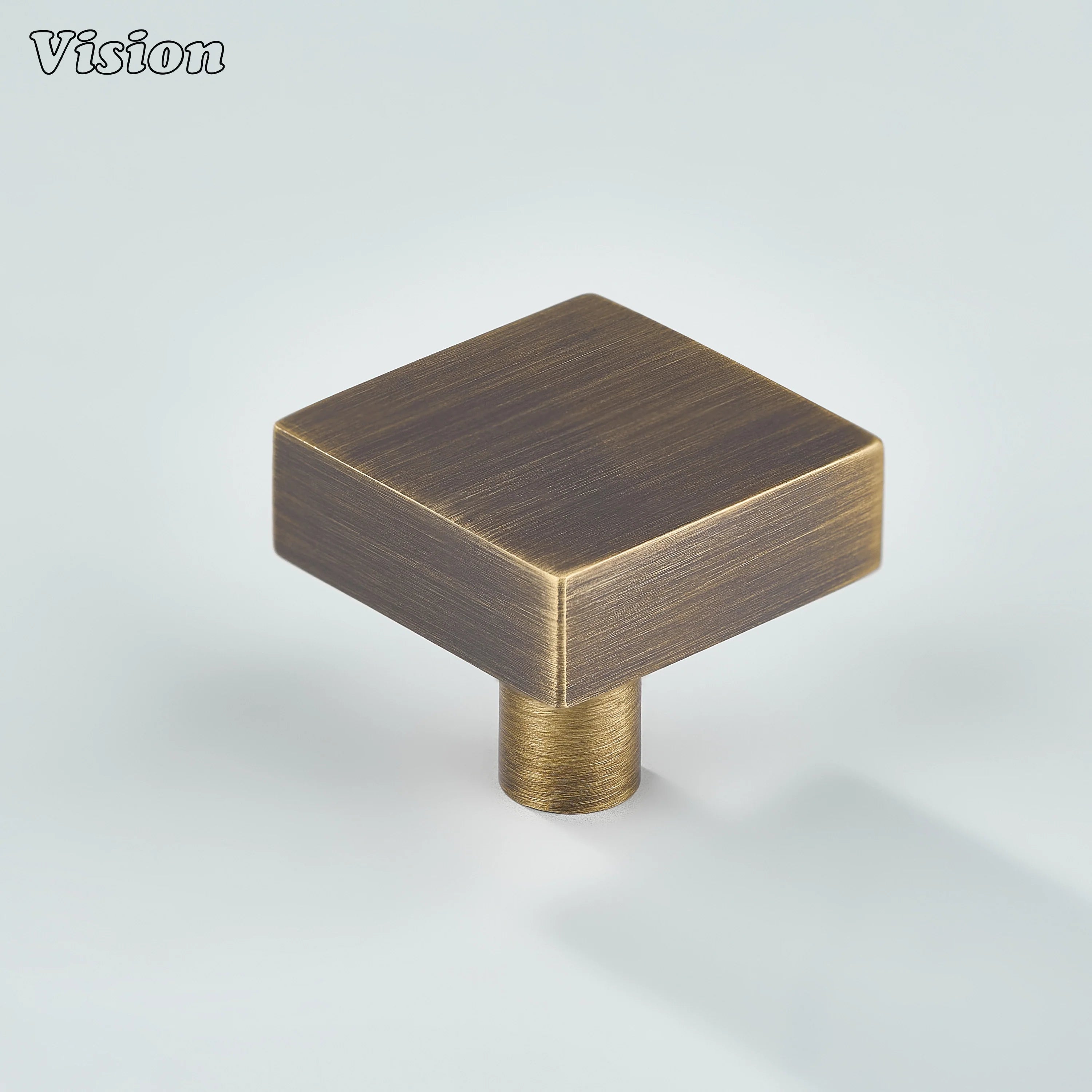 Antique Bronze solid brass square cabinet knob with cylindrical base for wardrobes