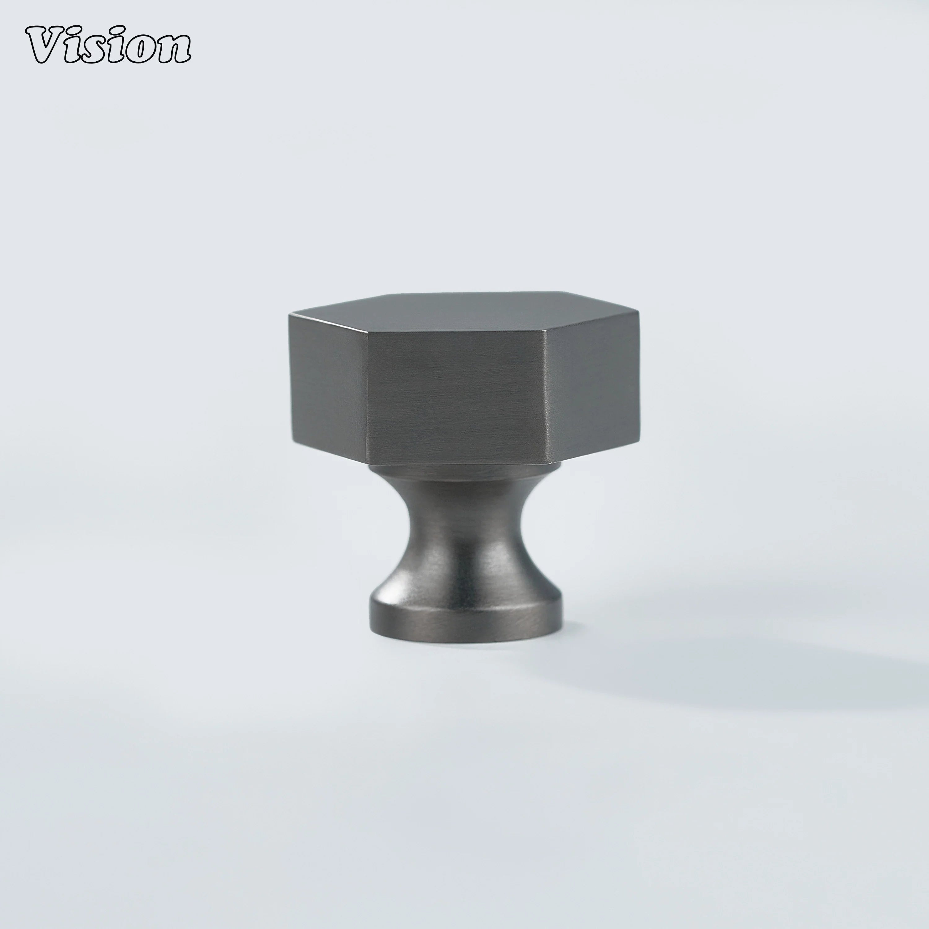 Gunmetal solid brass cabinet knob with hexagonal design for wardrobes