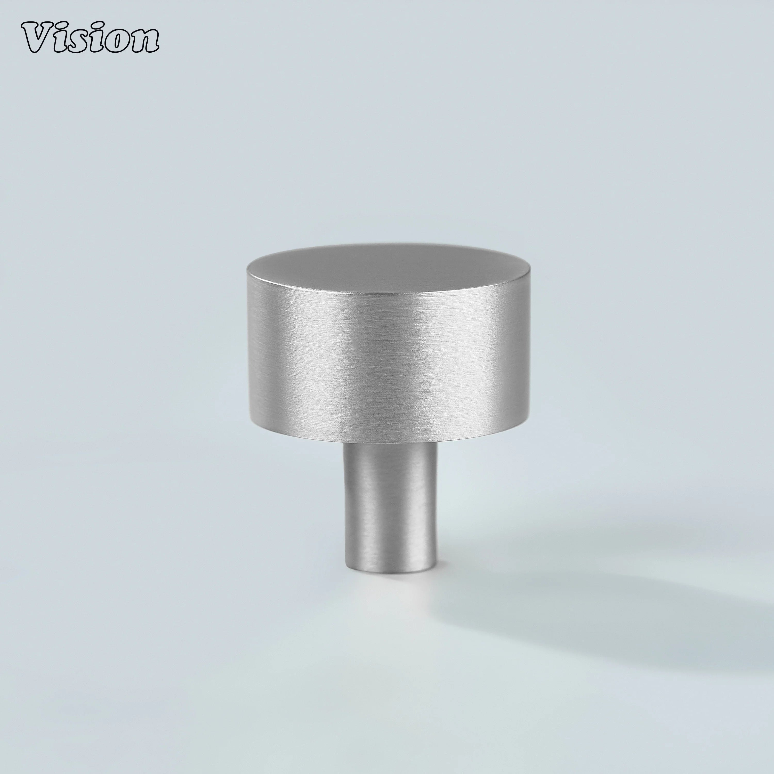 Silver round cabinet knob in solid brass for wardrobe drawers and doors