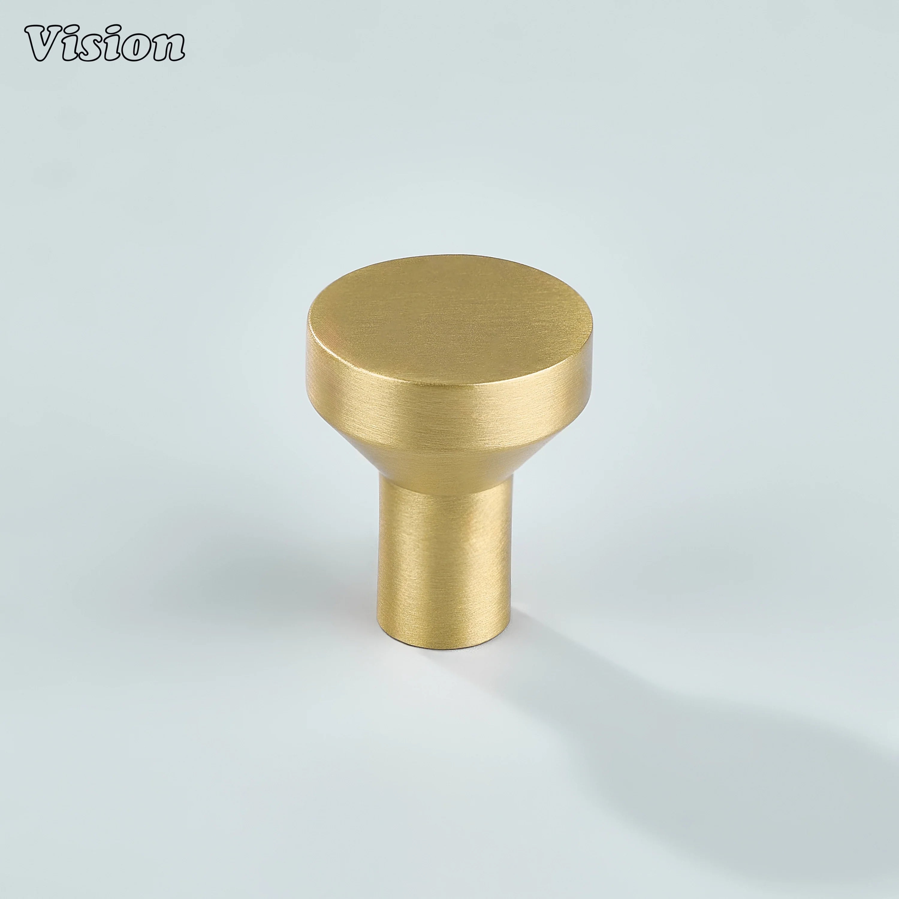 Plain brass cabinet knob Gold finish featuring compact cone shape for kitchen storage units
