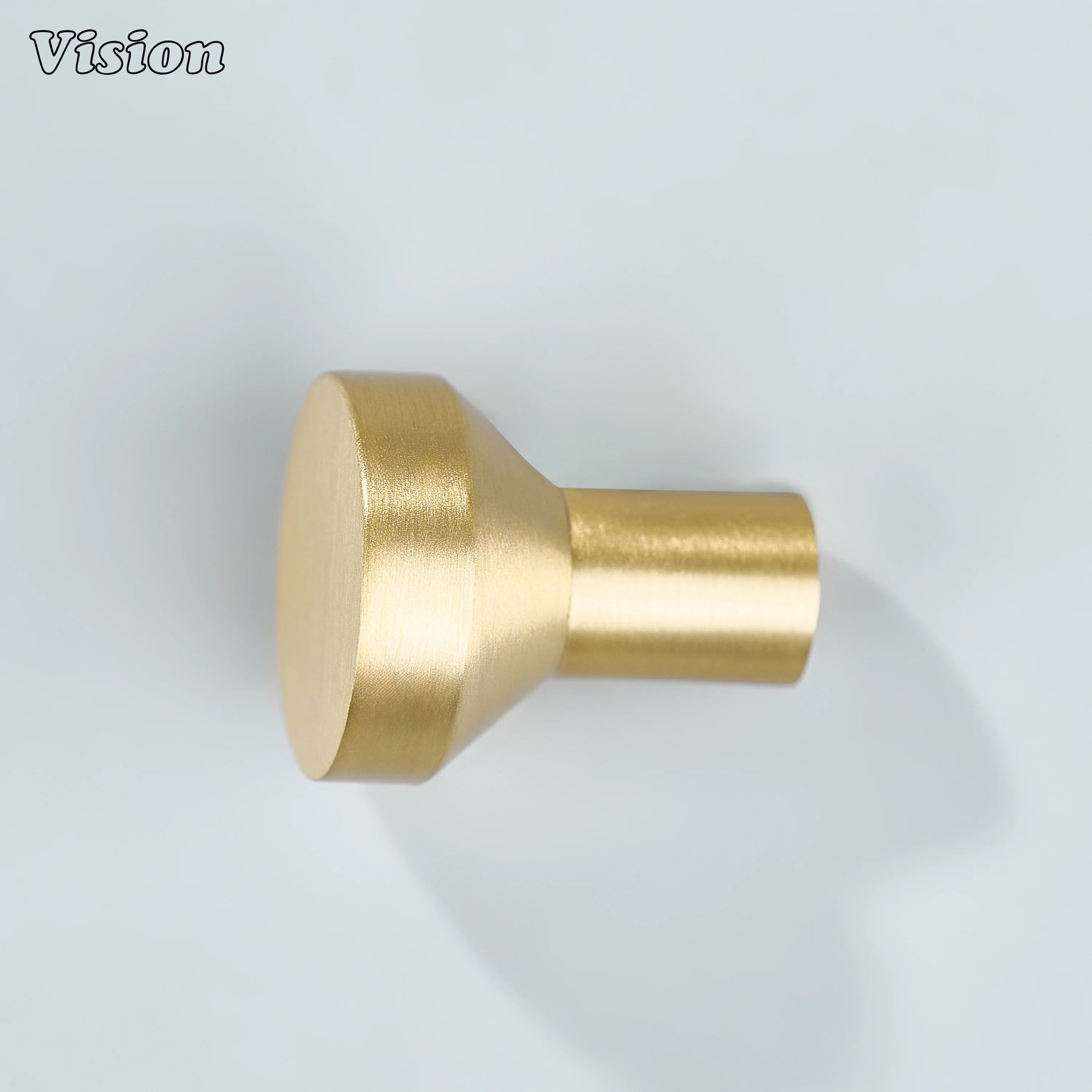 Modern brass cabinet knob in Gold finish with smooth profile for dresser drawers