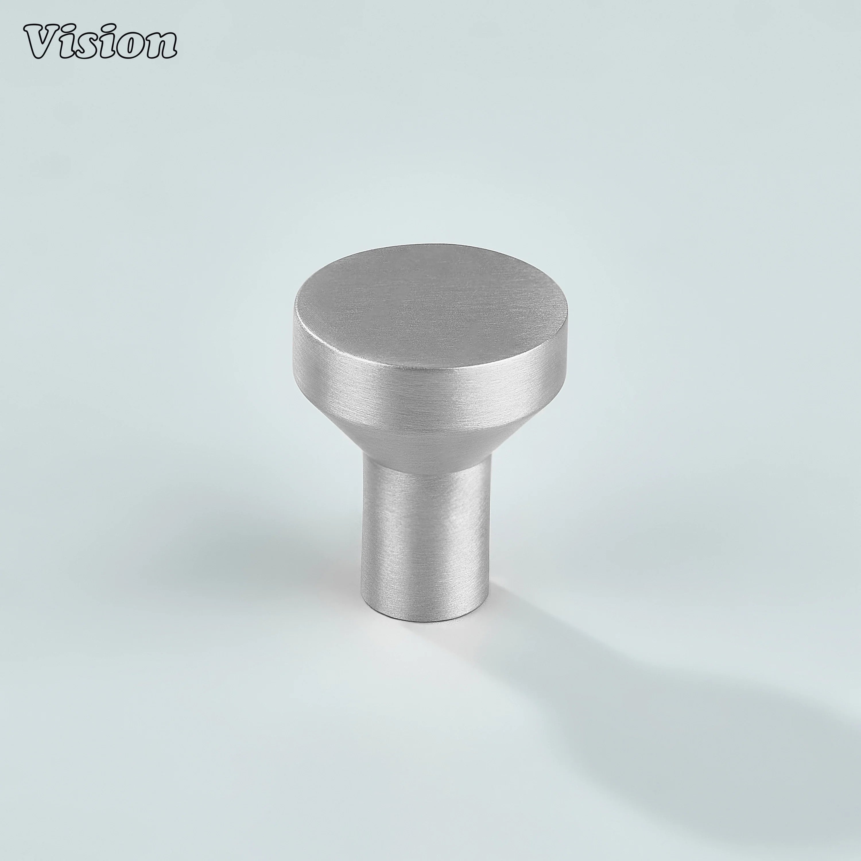 Plain brass cabinet knob Silver finish featuring compact cone design for cabinetry
