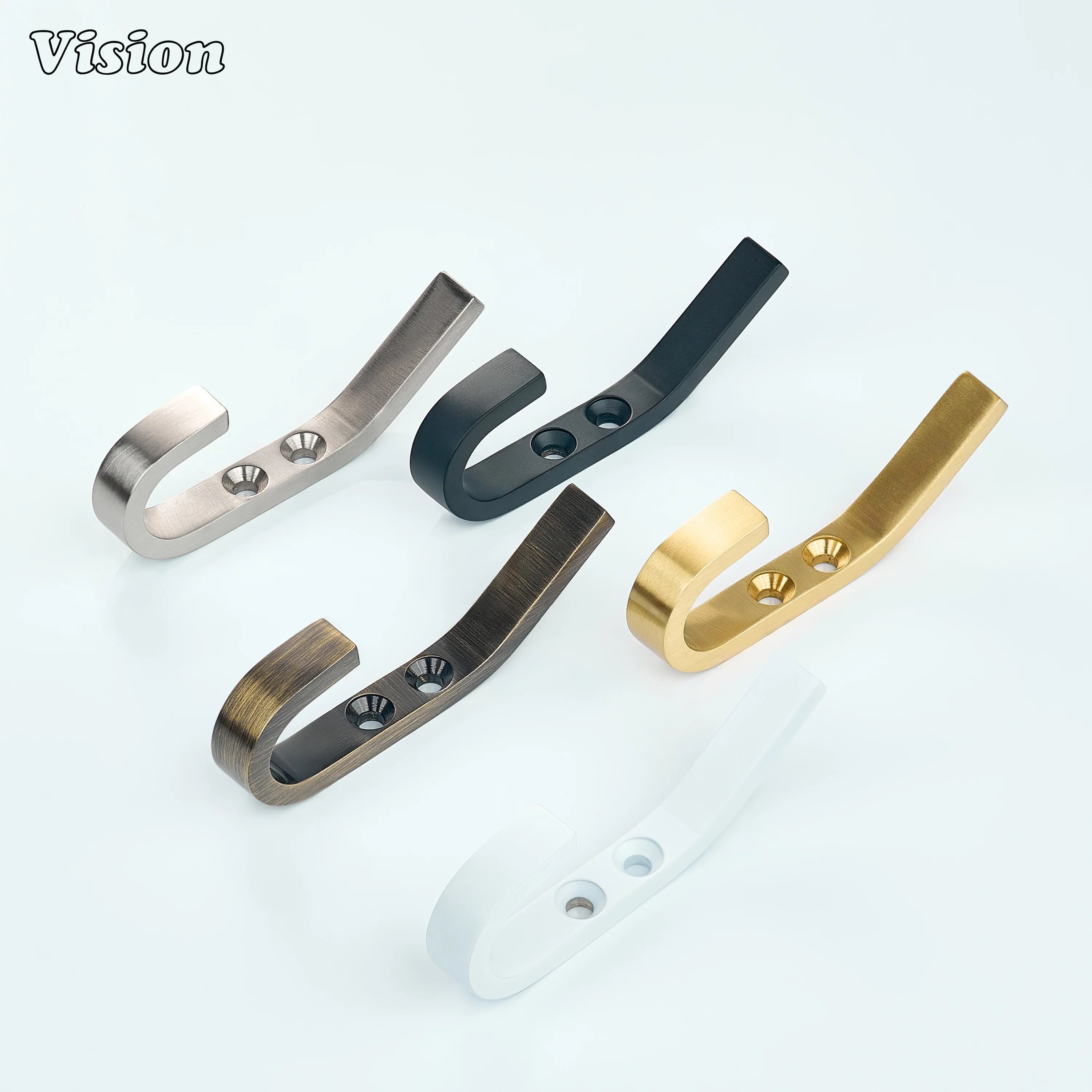 Plain profile brass wall hook in Gold with concealed mounting holes, designed for bathroom towel or robe use