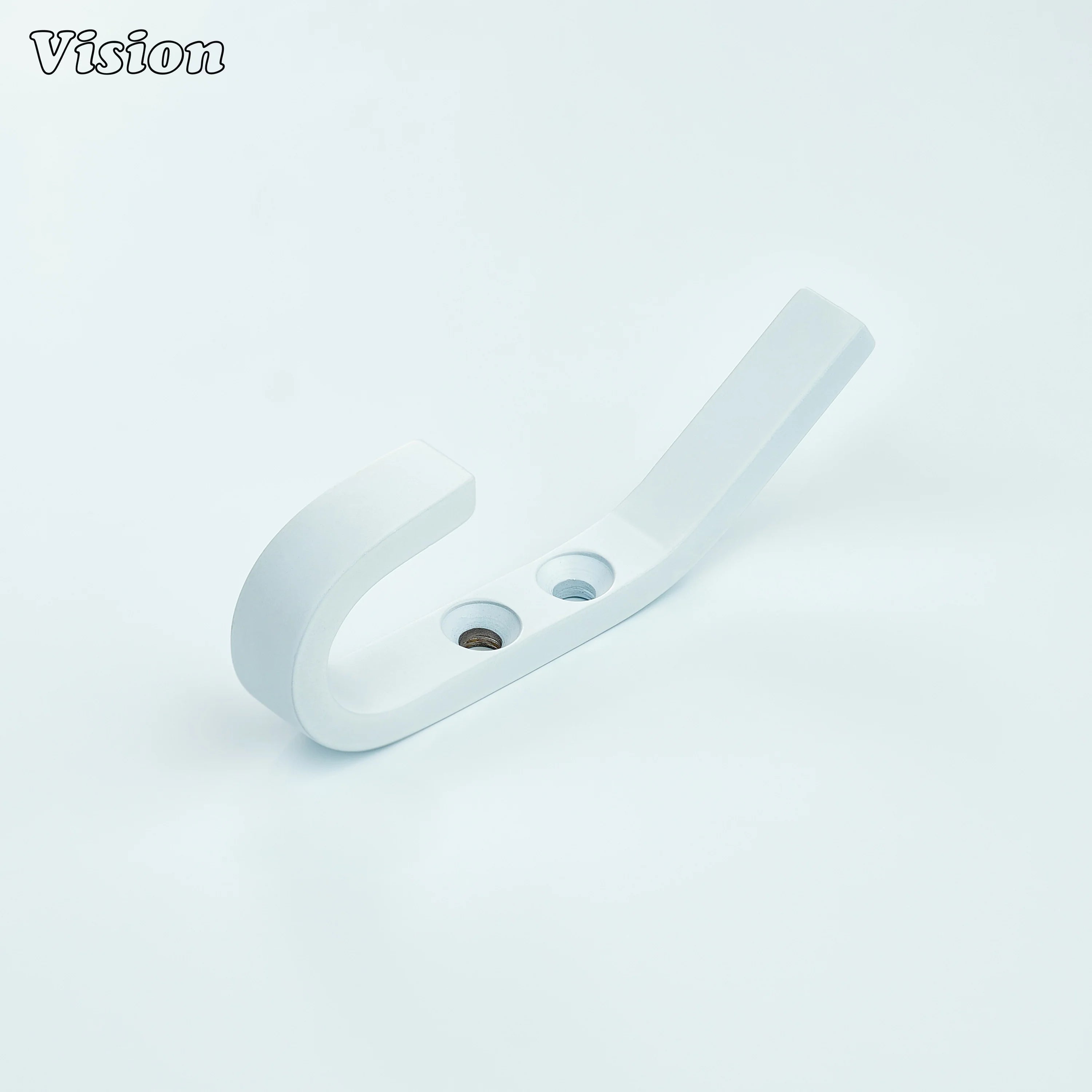 Solid brass wall hook in White finish with plain angular profile for bathroom door robe hanging