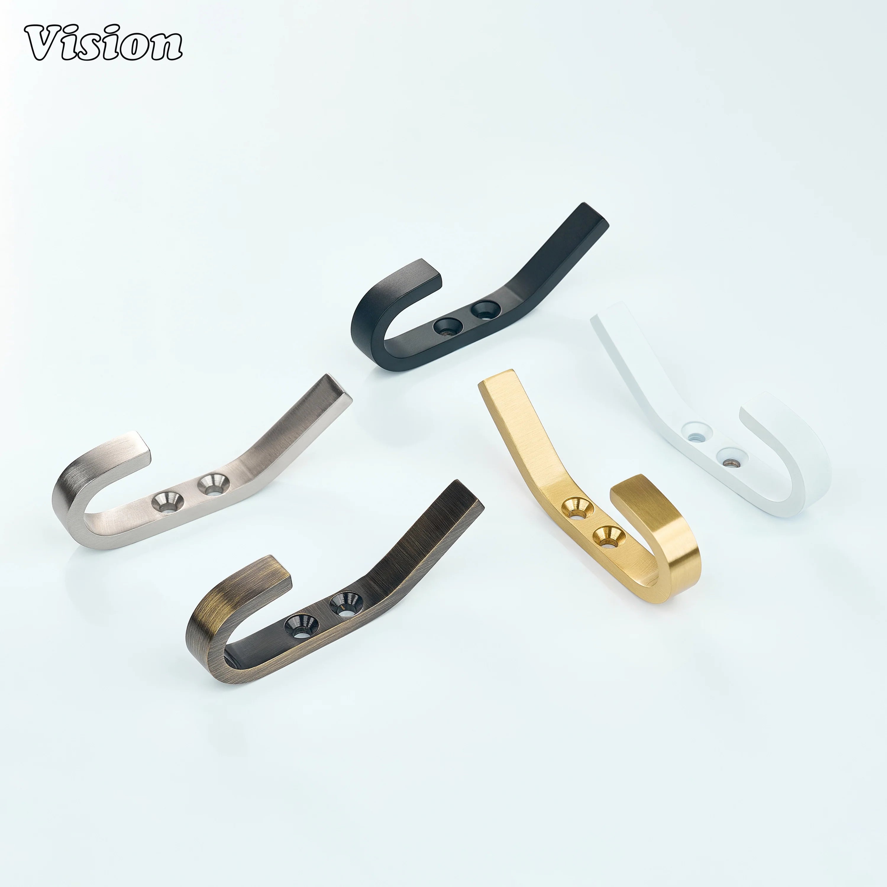 Minimal White brass wall hook featuring a clean bent arm design for bedroom coat hanging