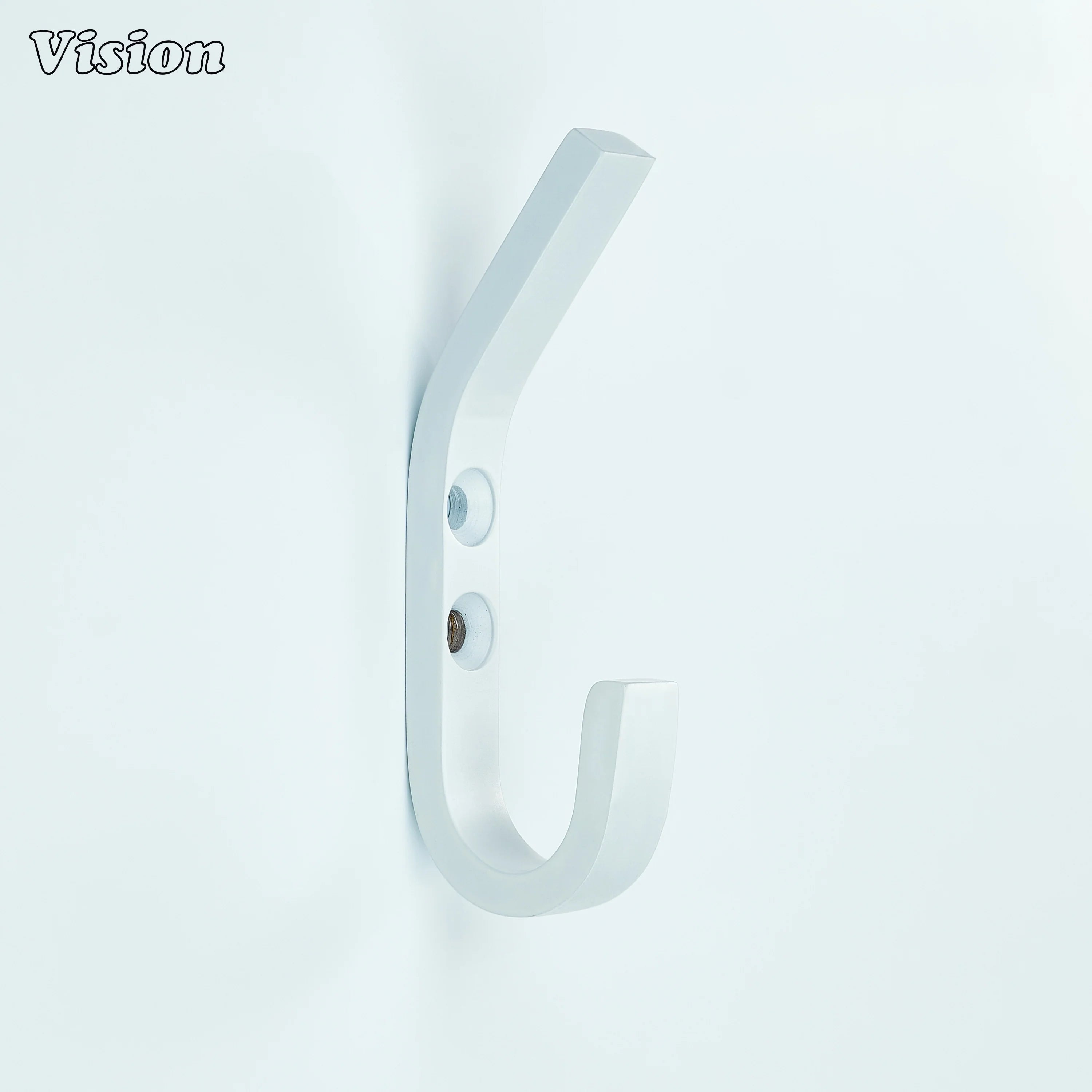 Solid brass White wall hook designed with a minimalist flat arm for door mounting