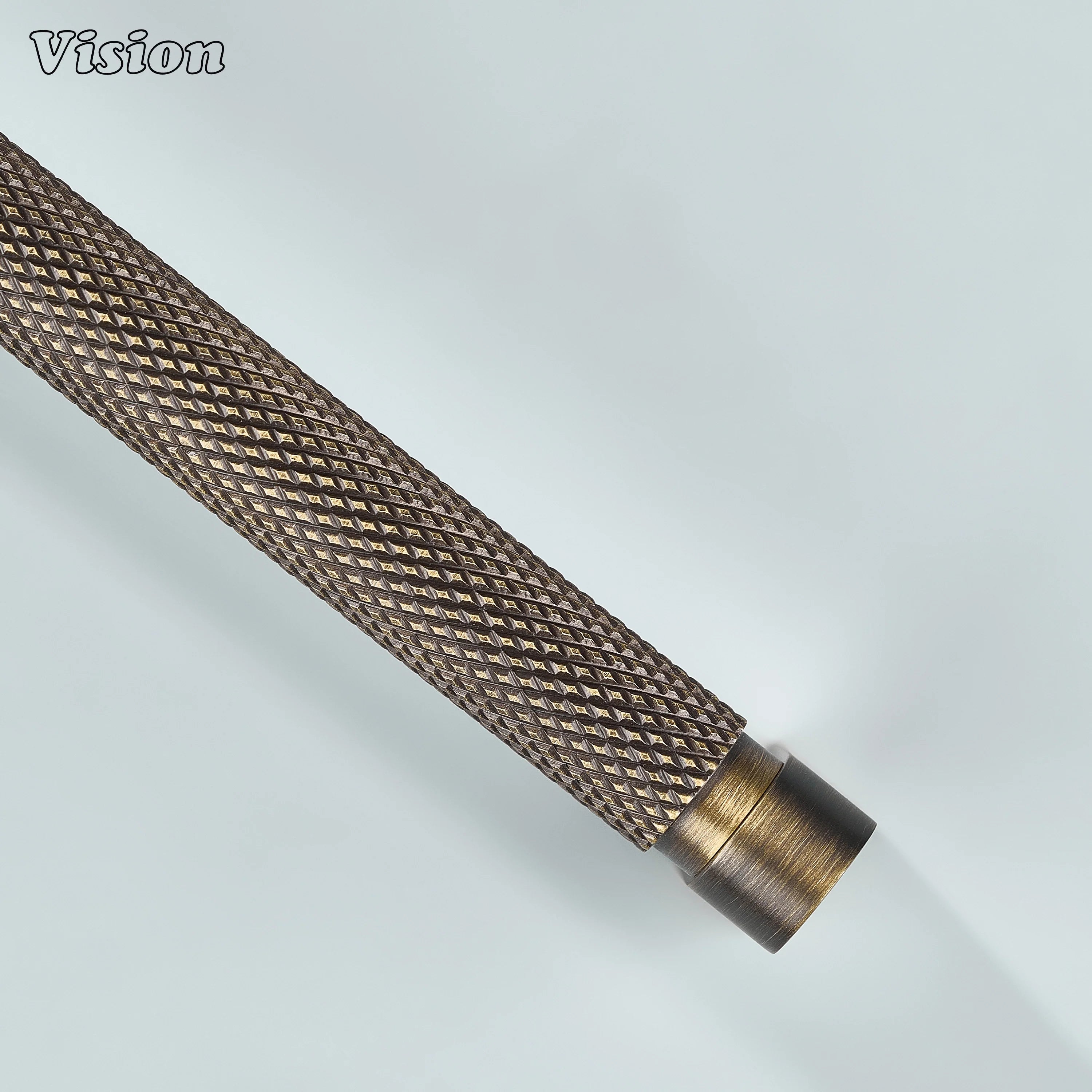 Antique bronze ripple knurled cabinet handle used for furniture drawers.