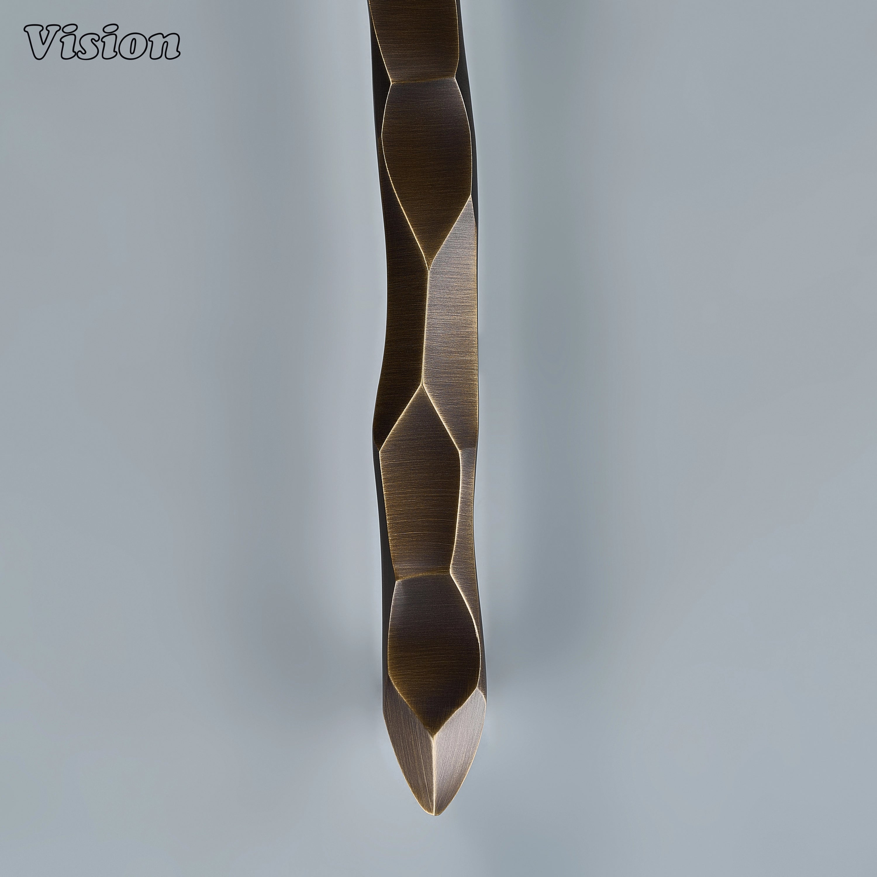 Artisan antique bronze handcrafted cabinet pull with fluid ridge profile for dressing room closets