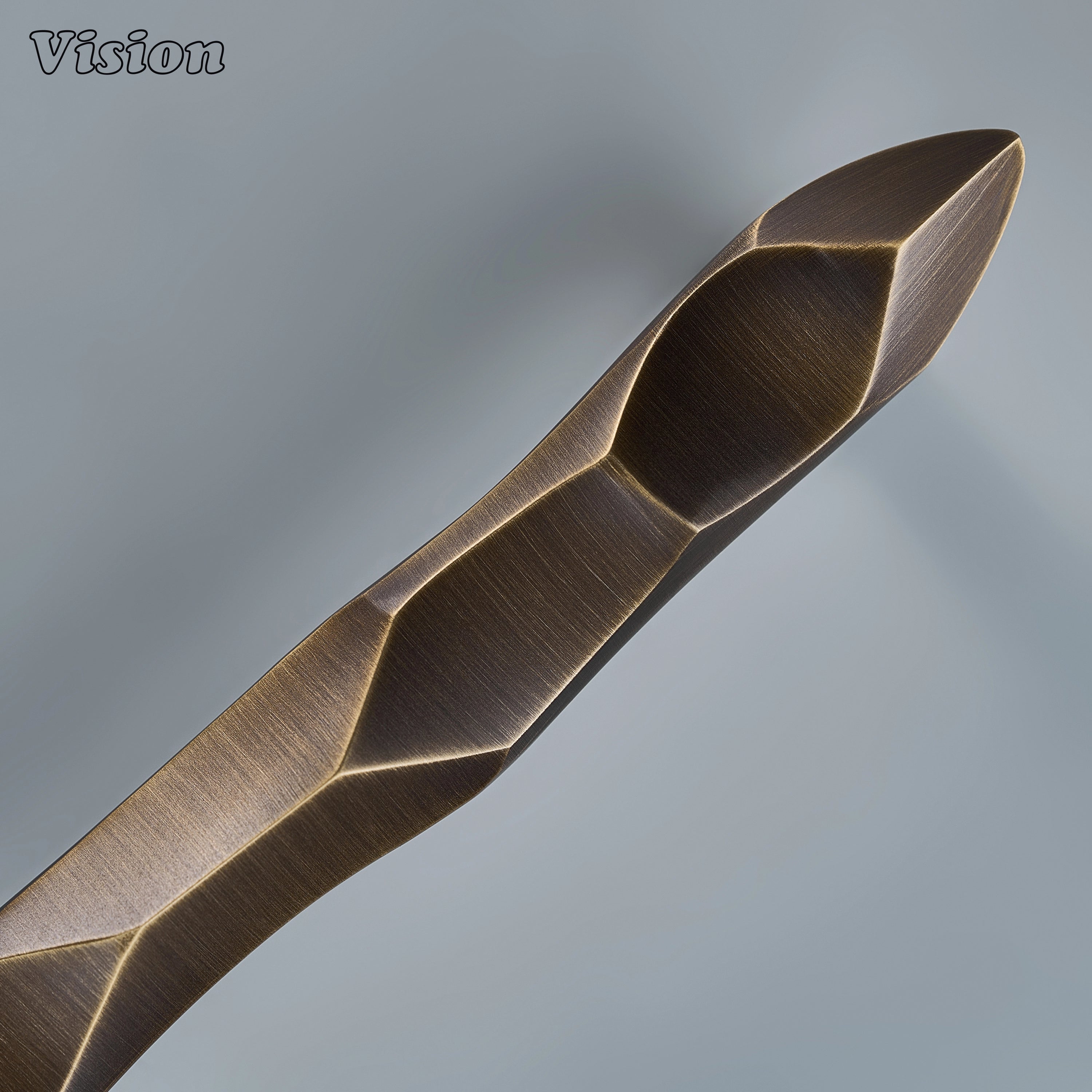 Solid brass antique bronze sculpted cabinet pull with textured wavy bar for luxury armoires
