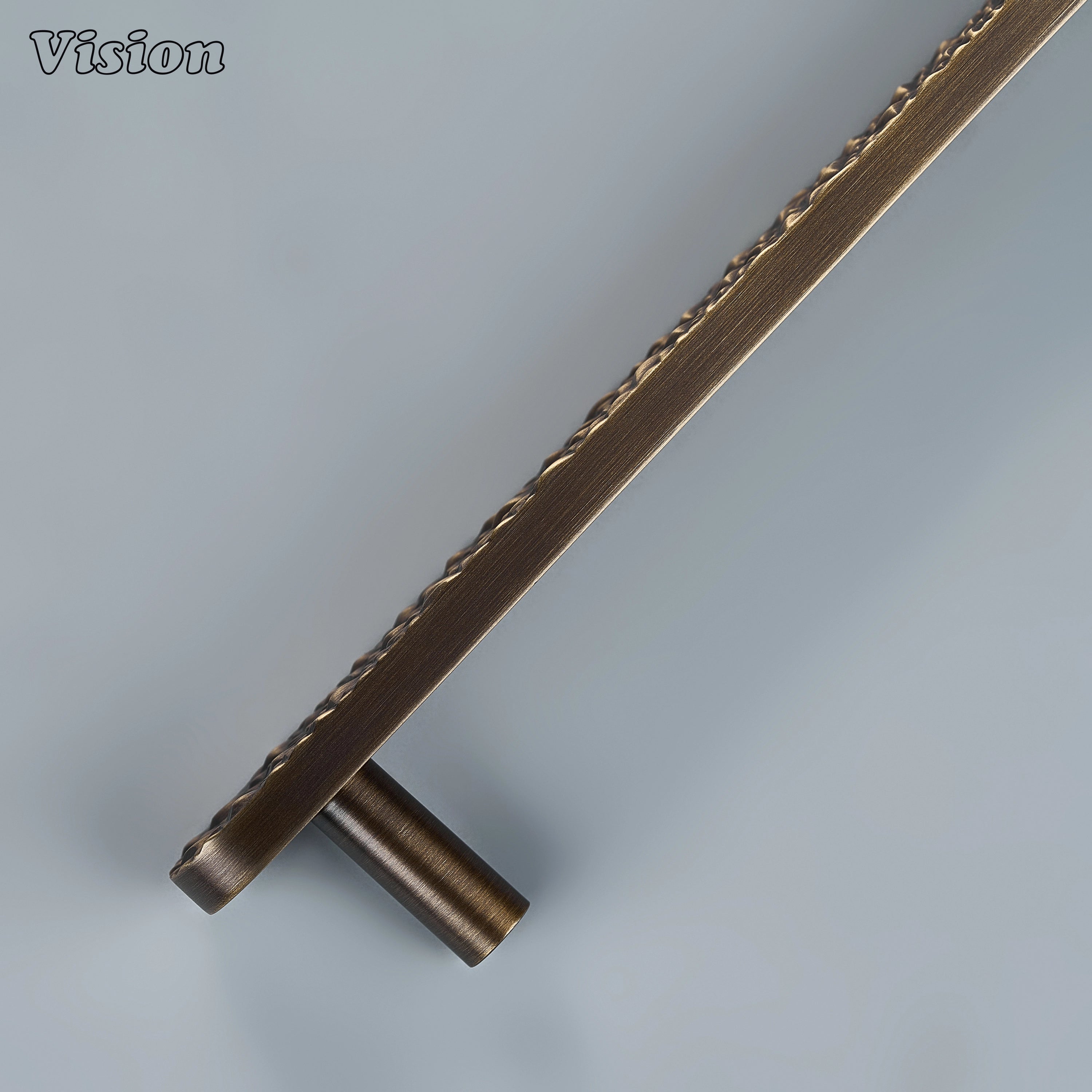 Artisan antique bronze handcrafted cabinet pull with elemental profile for dressing room closets